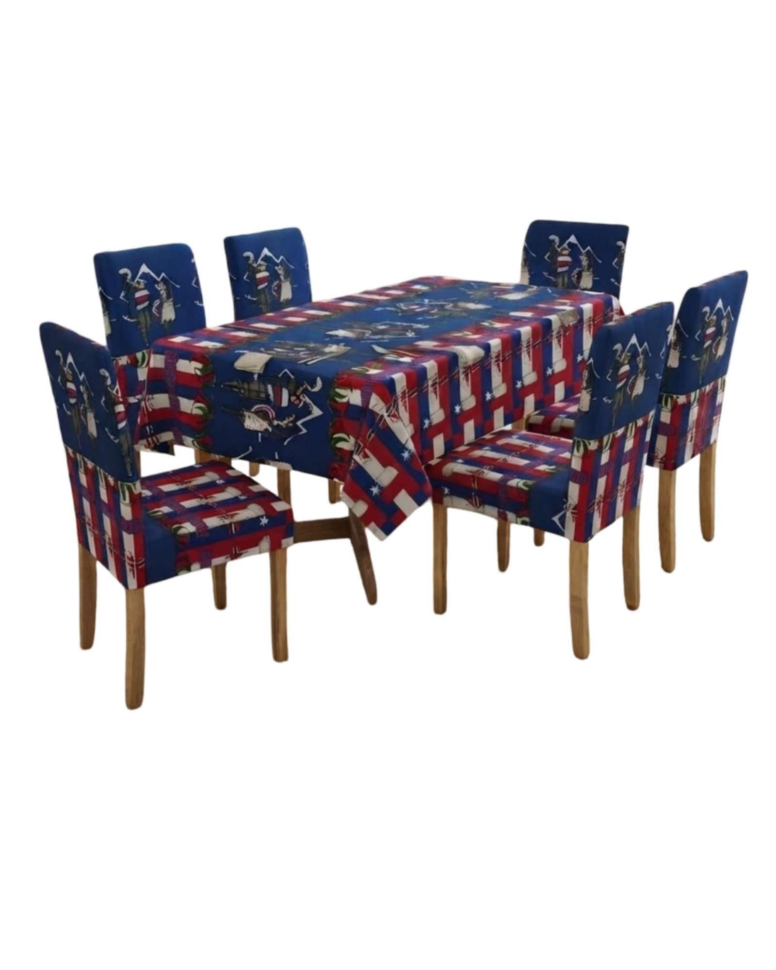 Set Mantel Y 6 Fundas De Silla Fiestas Patrias Diseño Dieciochero 02-5