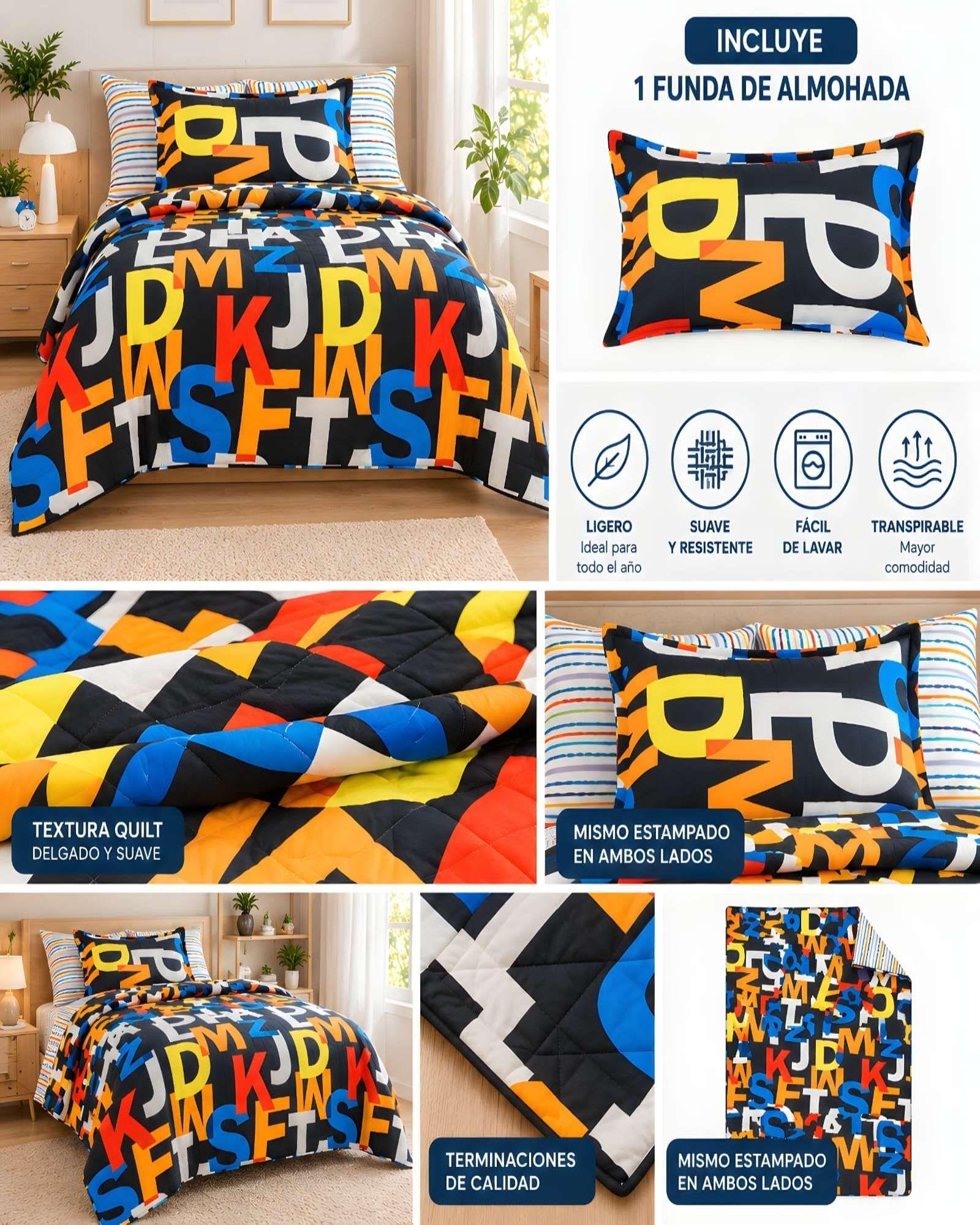 Cubrecama Quilt Verano 1.5 Plazas + Almohada 12-4