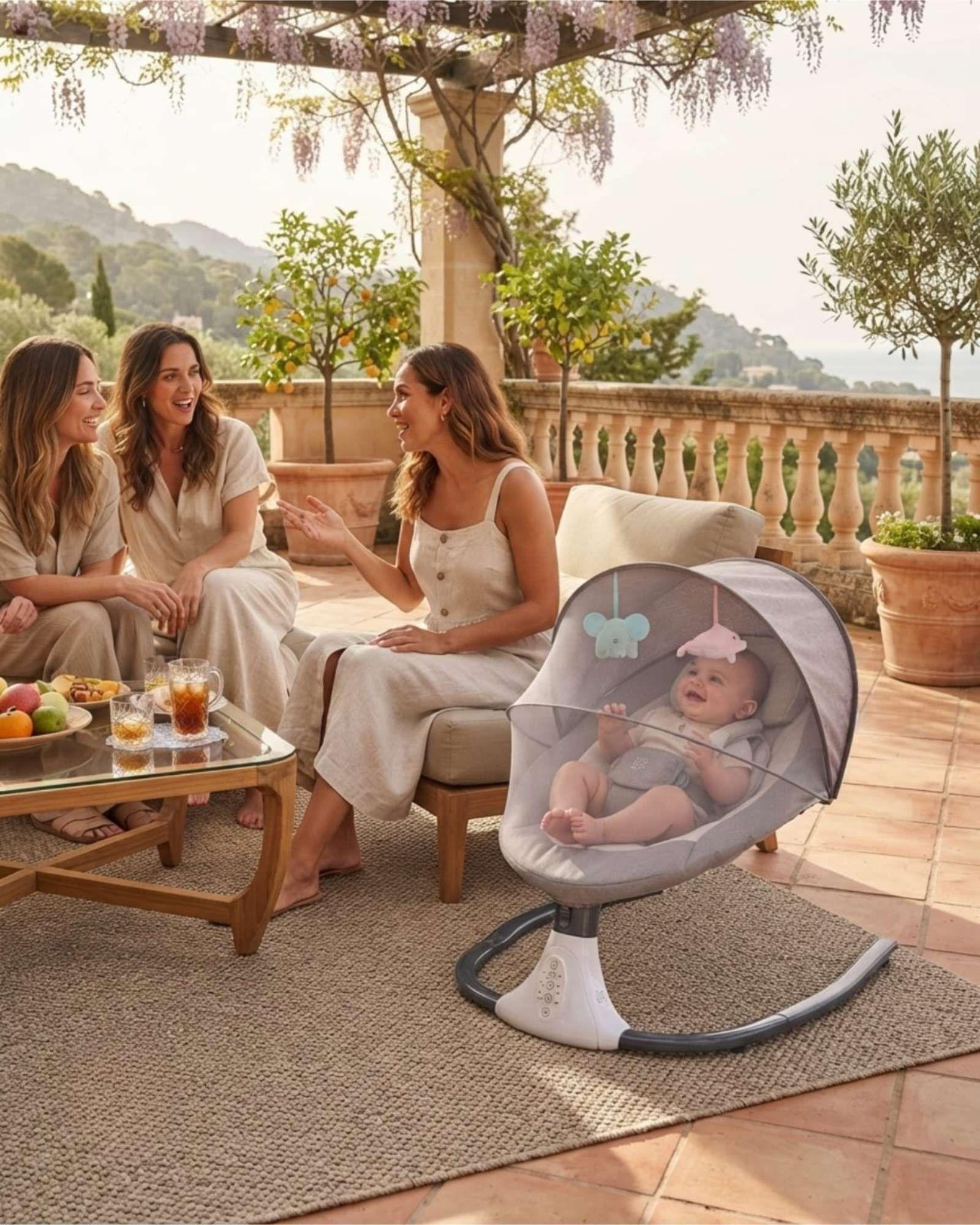 Silla Nido Mecedora Inteligente 360° para Bebé-0