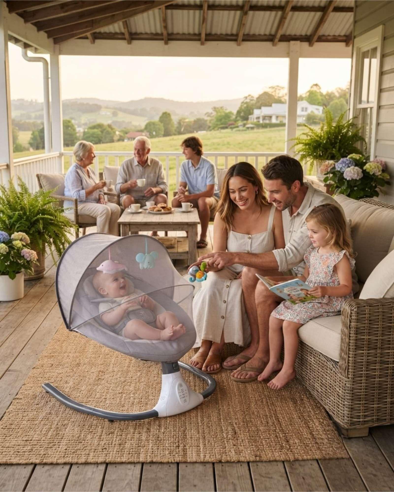 Silla Nido Mecedora Inteligente 360° para Bebé-4