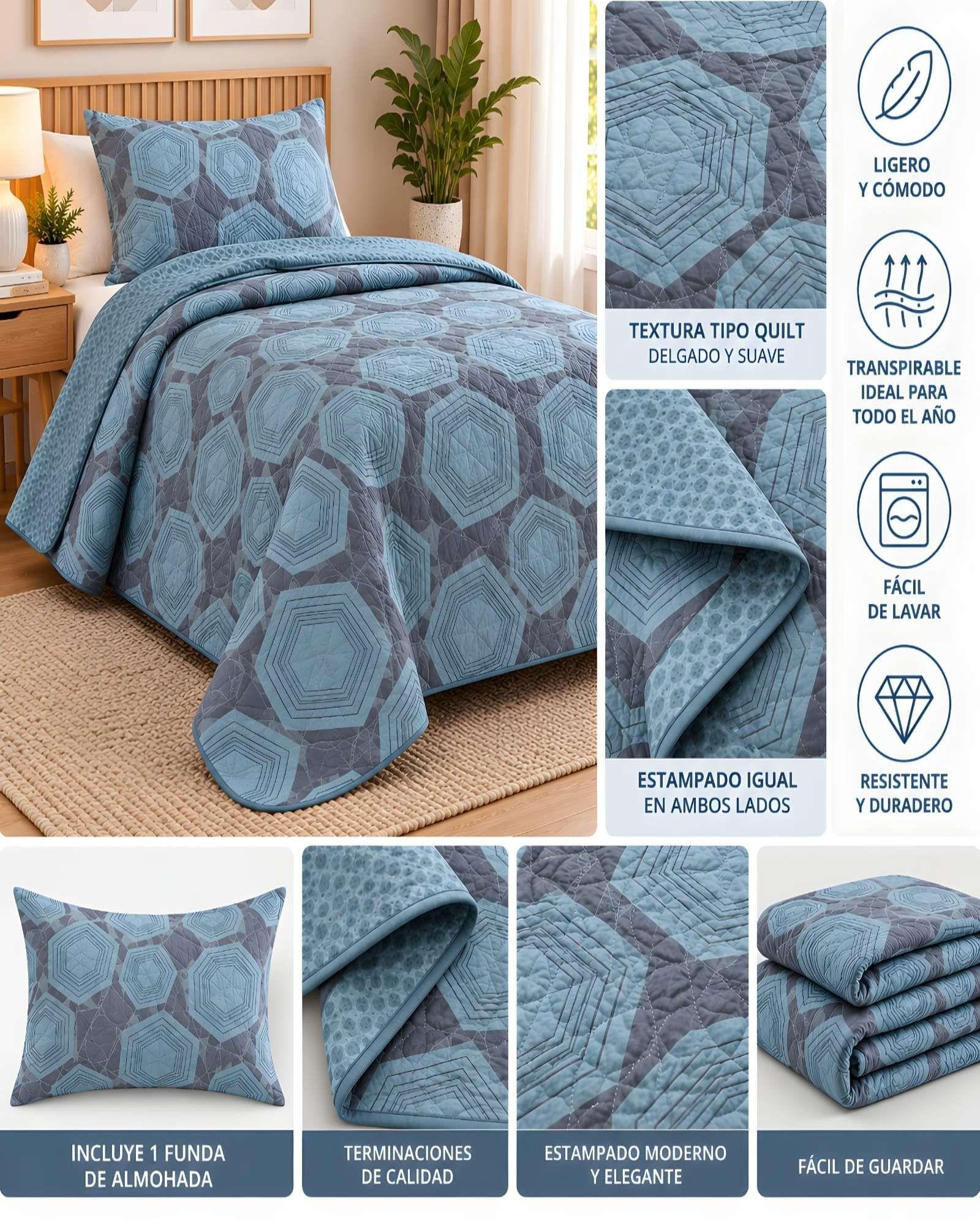 Cubrecamas Quilt de Verano Plaza y Media con Funda 01-4