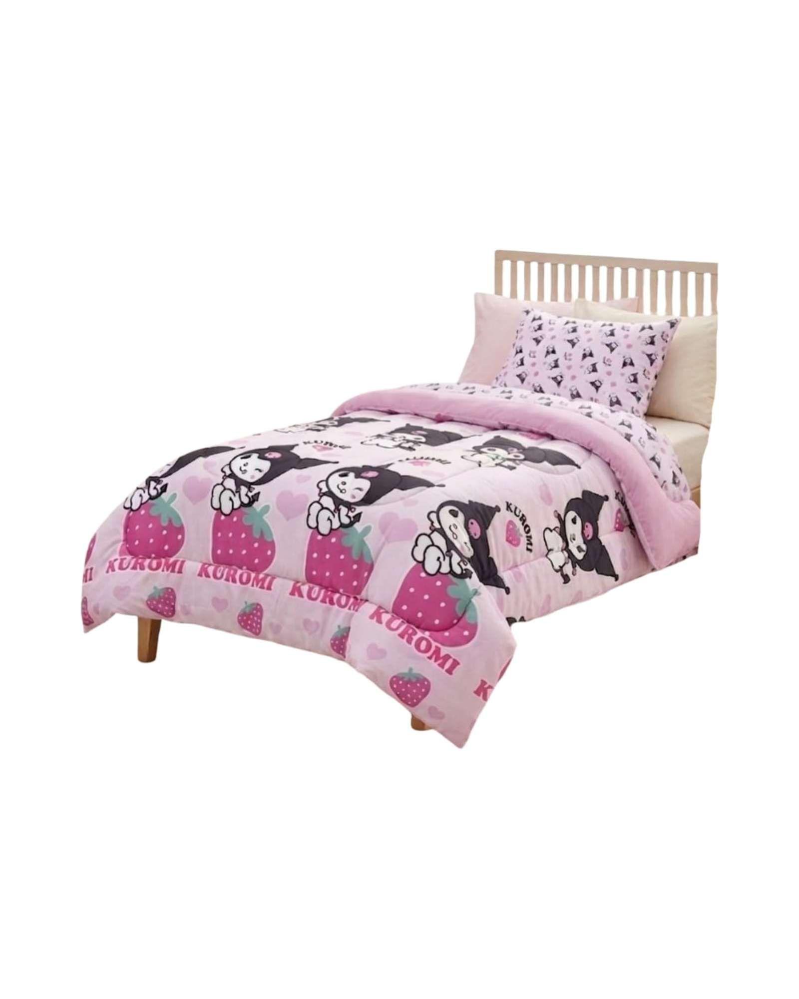 Plumón Oficial Kuromi Strawberry 1.5 Plazas color blanco-2