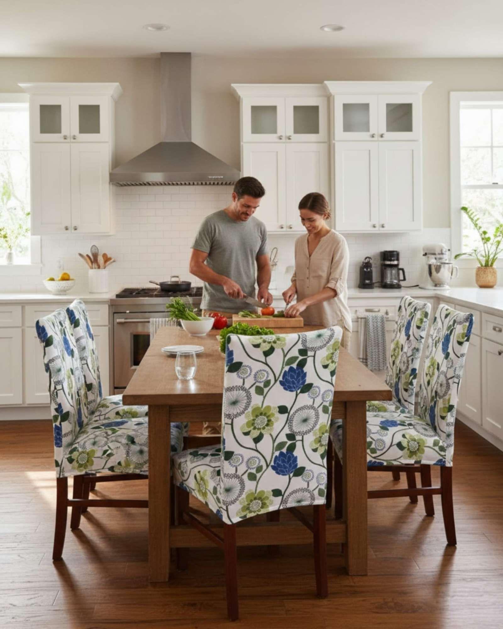 JUEGOS DE 6 FUNDAS PARA SILLAS  CON DISEÑO ELASTICO M22-2