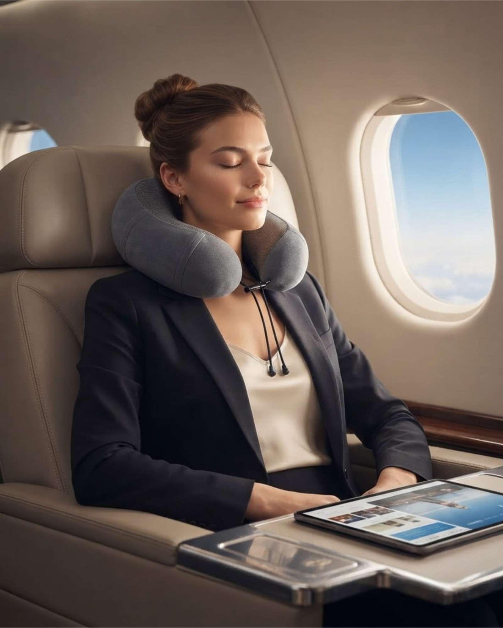 Almohada de Cuello Ergonómica para Viaje Avión y Auto - Soporte Cervical 03-3