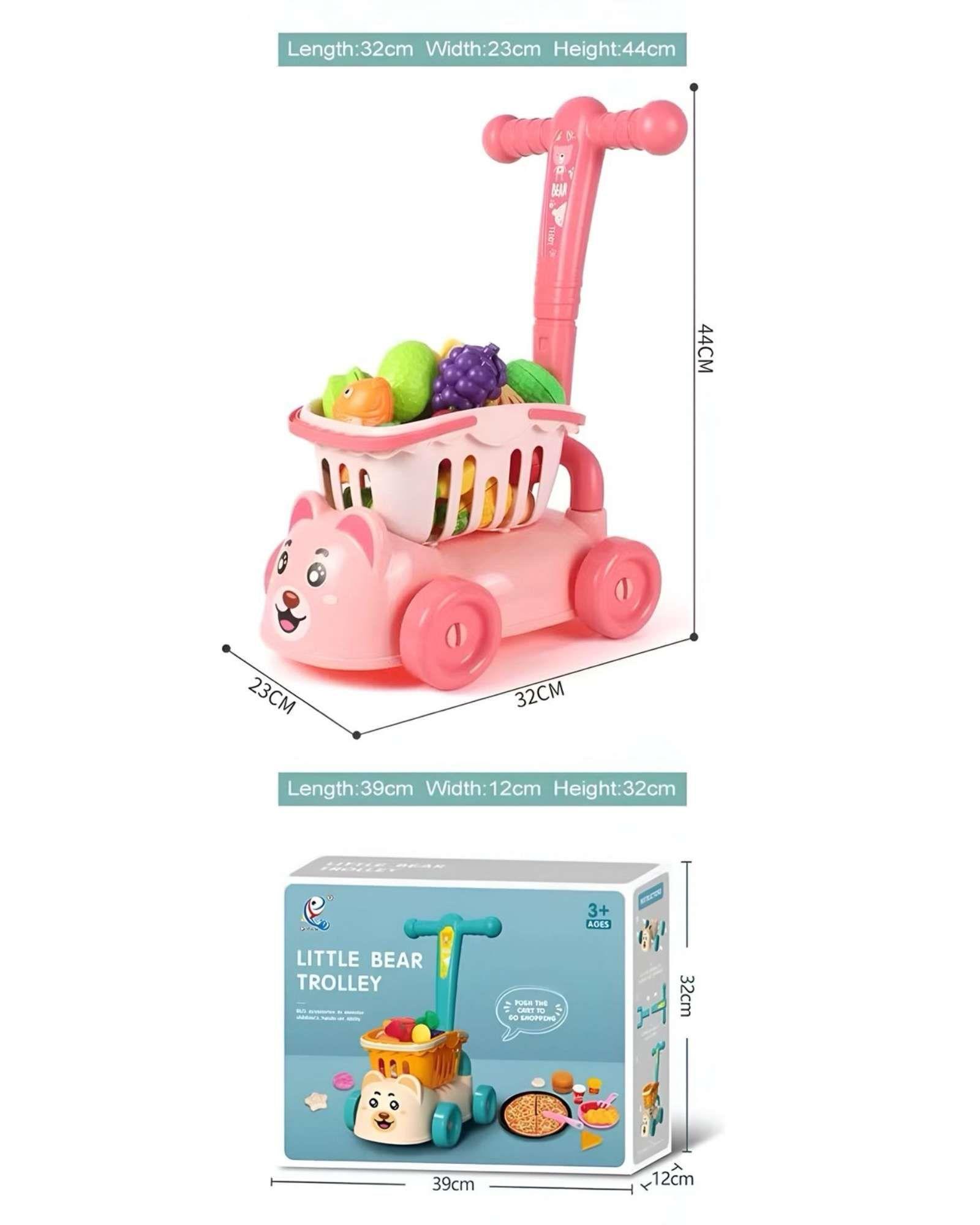 CARRO ANDADOR CORREPASILLOS DE COMPRAS FRUTAS Y VERDURAS ROSA-2