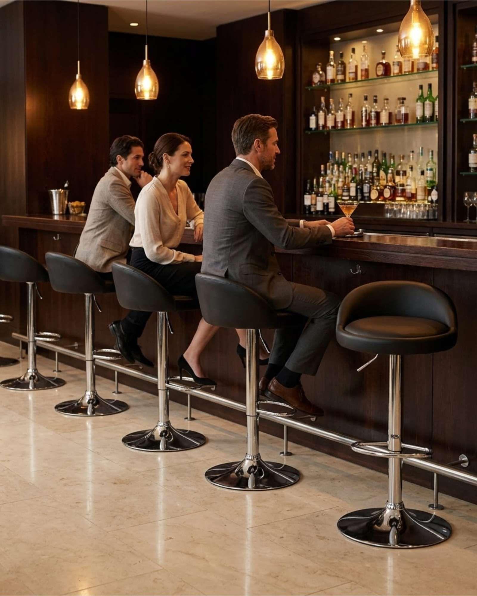 Set 2 Sillas de Bar Ergonómicas Ajustable con Apoyapiés-2