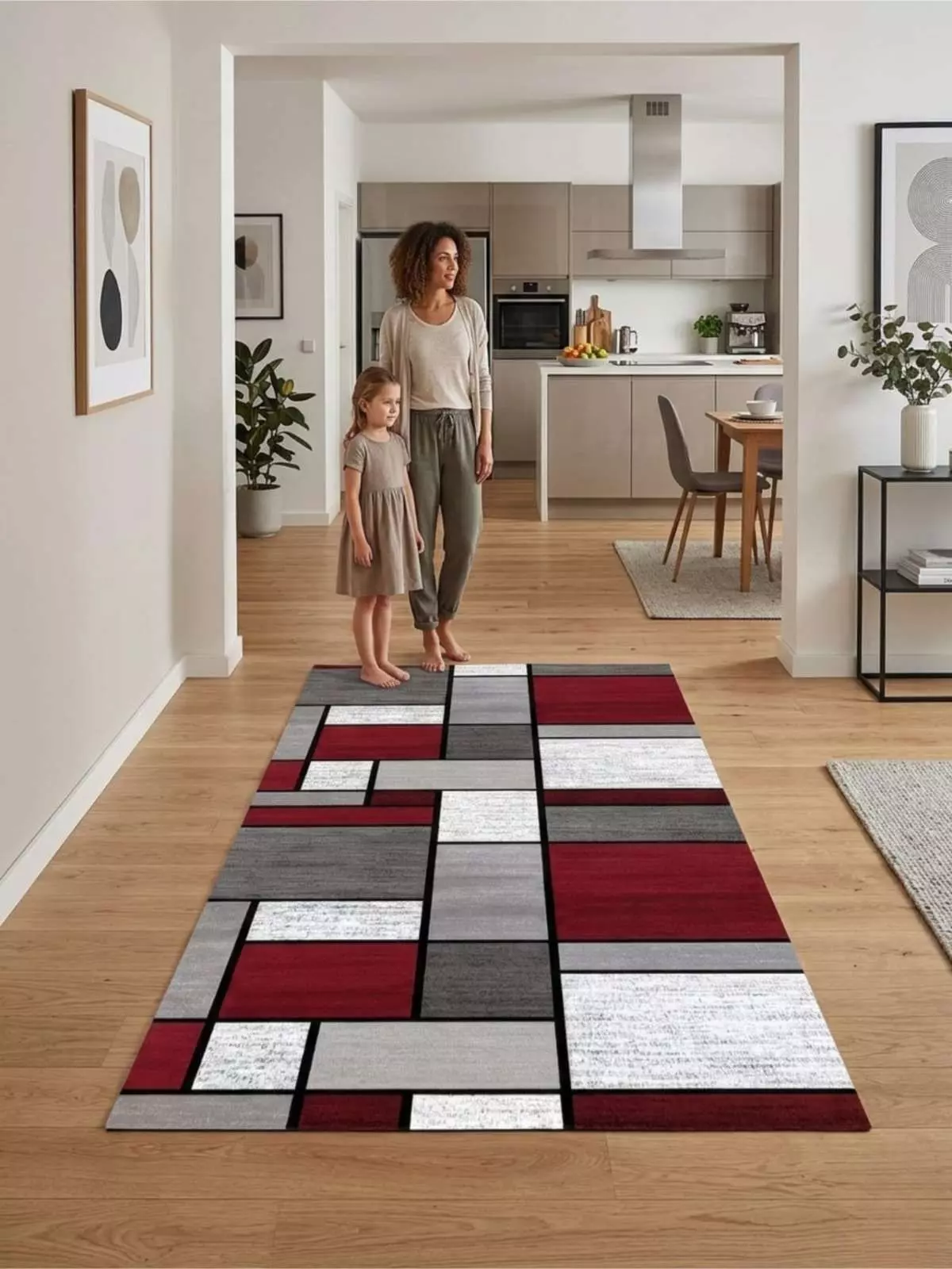 Alfombra De Pasillo Antideslizante 60x180 Suave Lavable color rojo-1