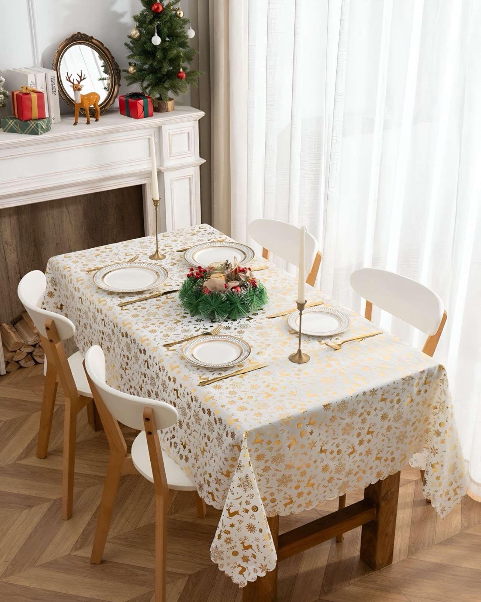 Mantel decorativo antimanchas Diseño navideño 140x220 cm 09-2