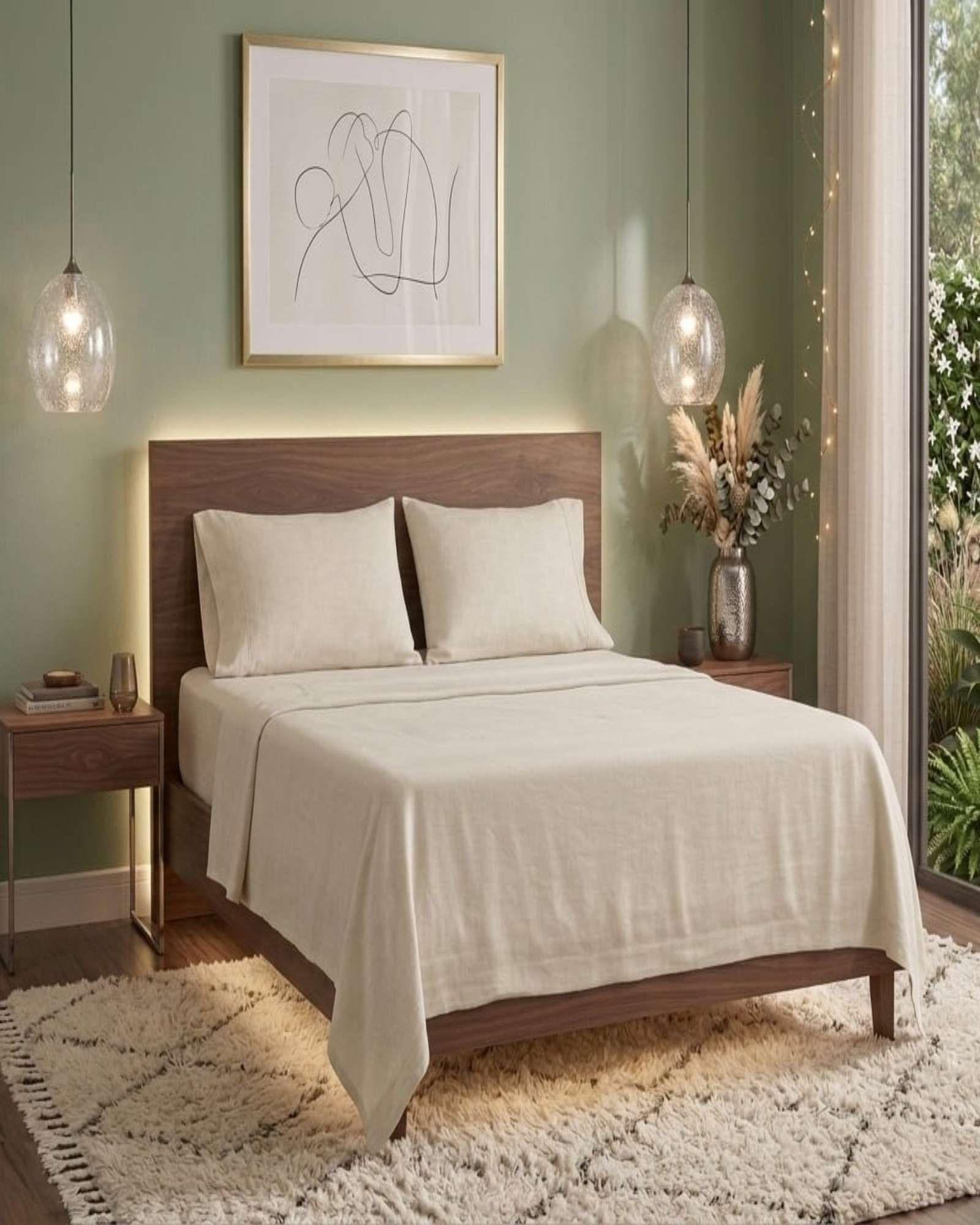 Juego de Sabanas 800 Hilos Estilo Americano 2 plazas beige-3