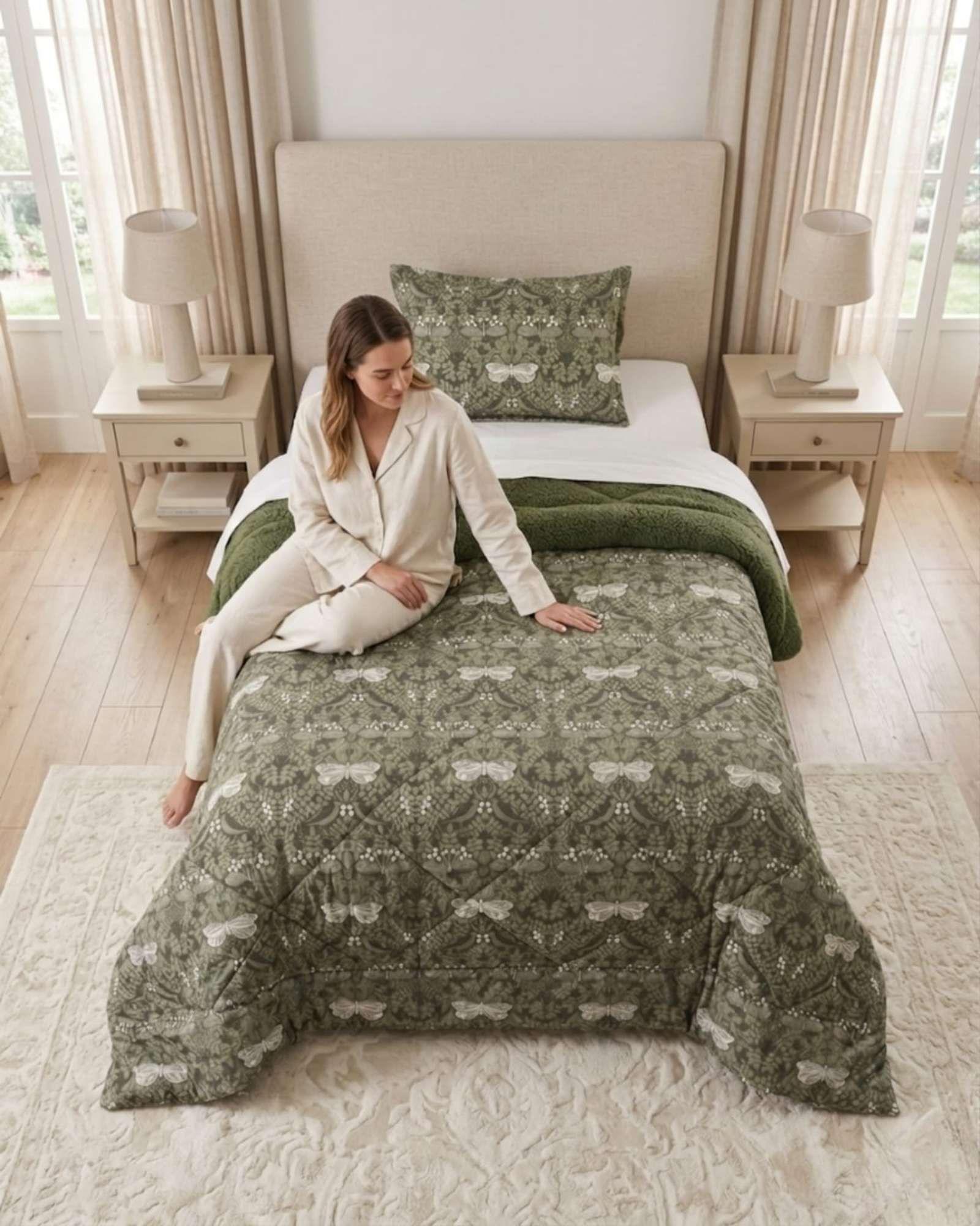 Plumon Estampado Mashini Sherpa Plaza Y Media Ultra Calido m1-3