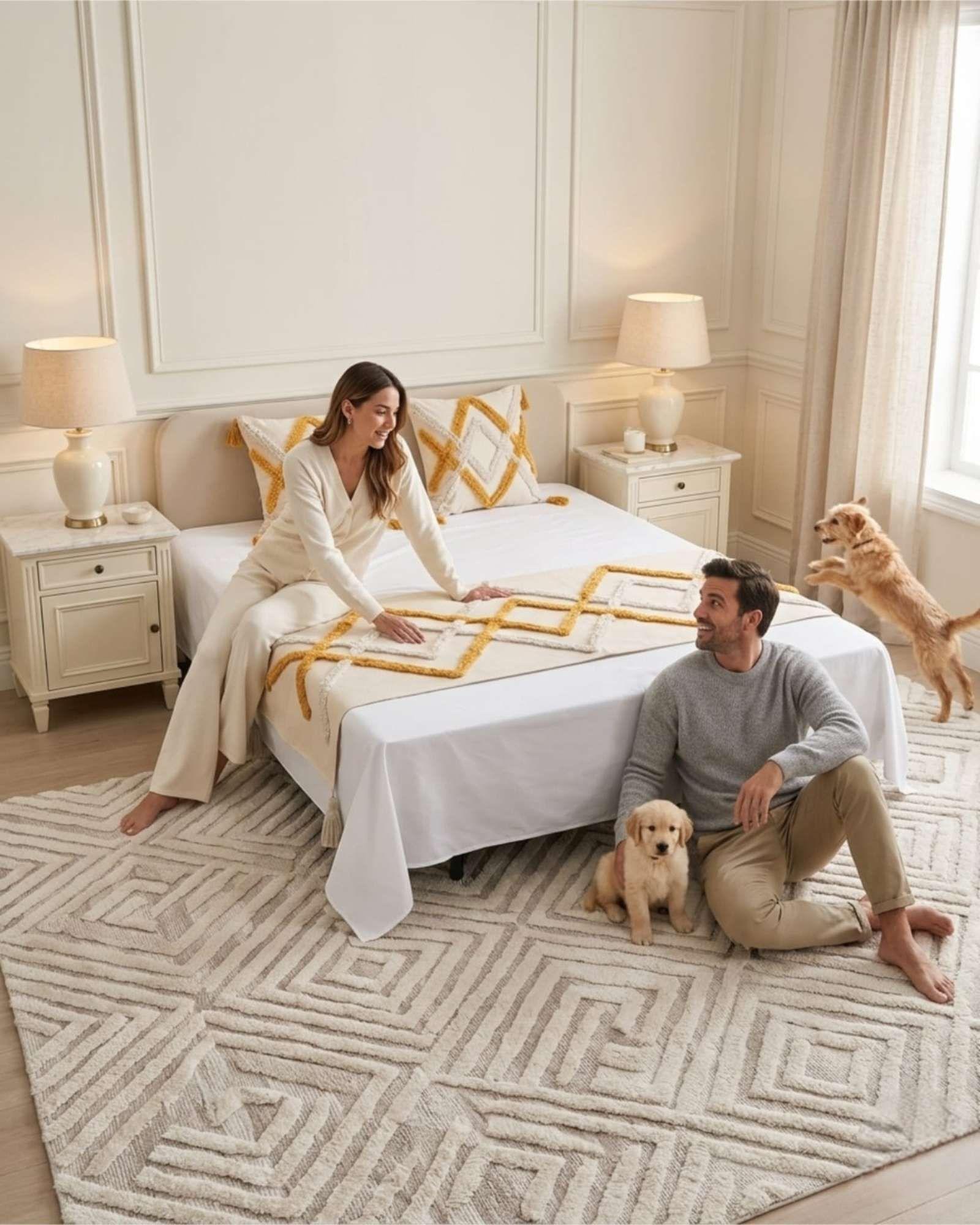 Piecera De Cama Boho Con Dos Fundas Cojin Bordado PF11-0
