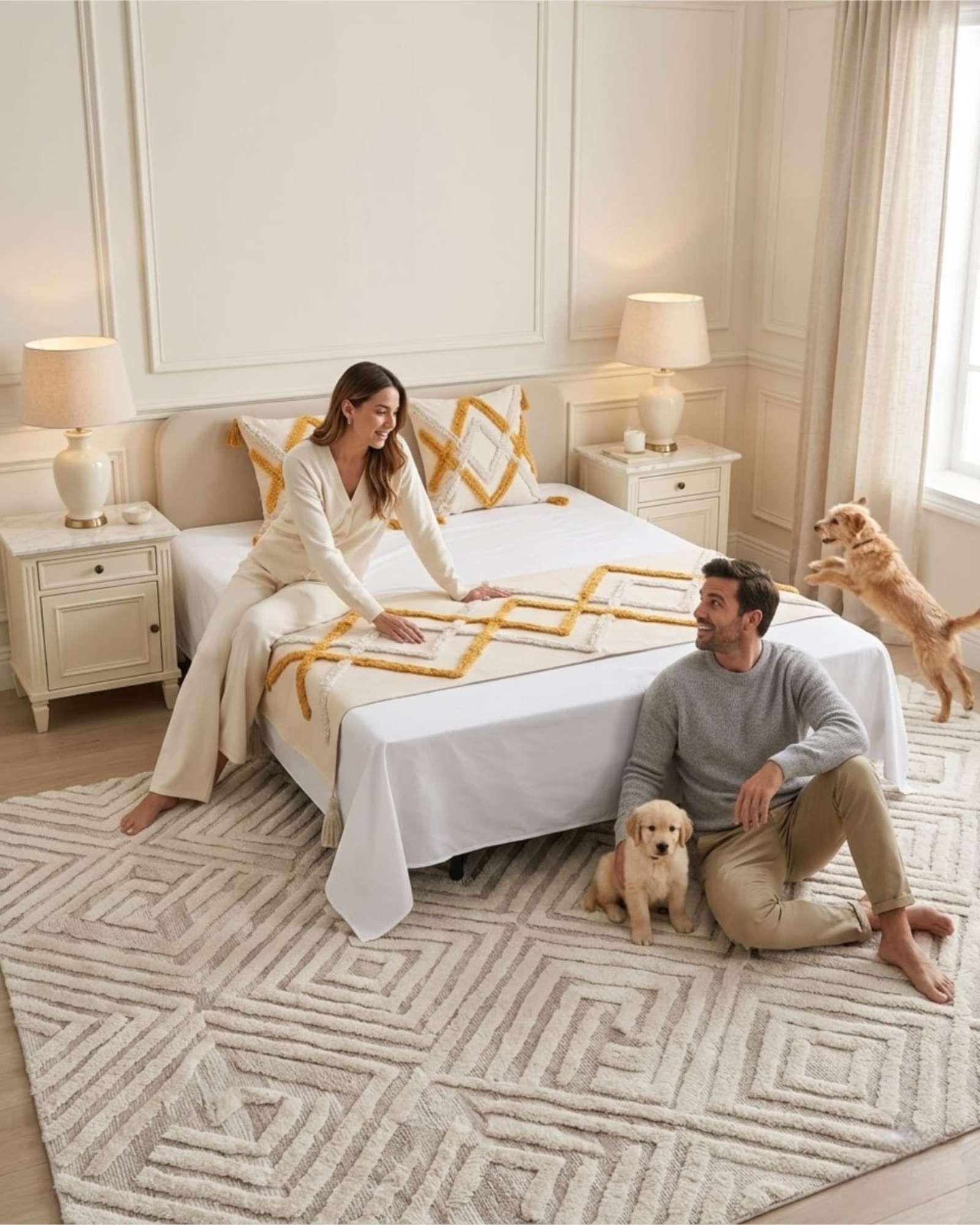 Piecera De Cama Boho Con Dos Fundas Cojin Bordado PF11-4