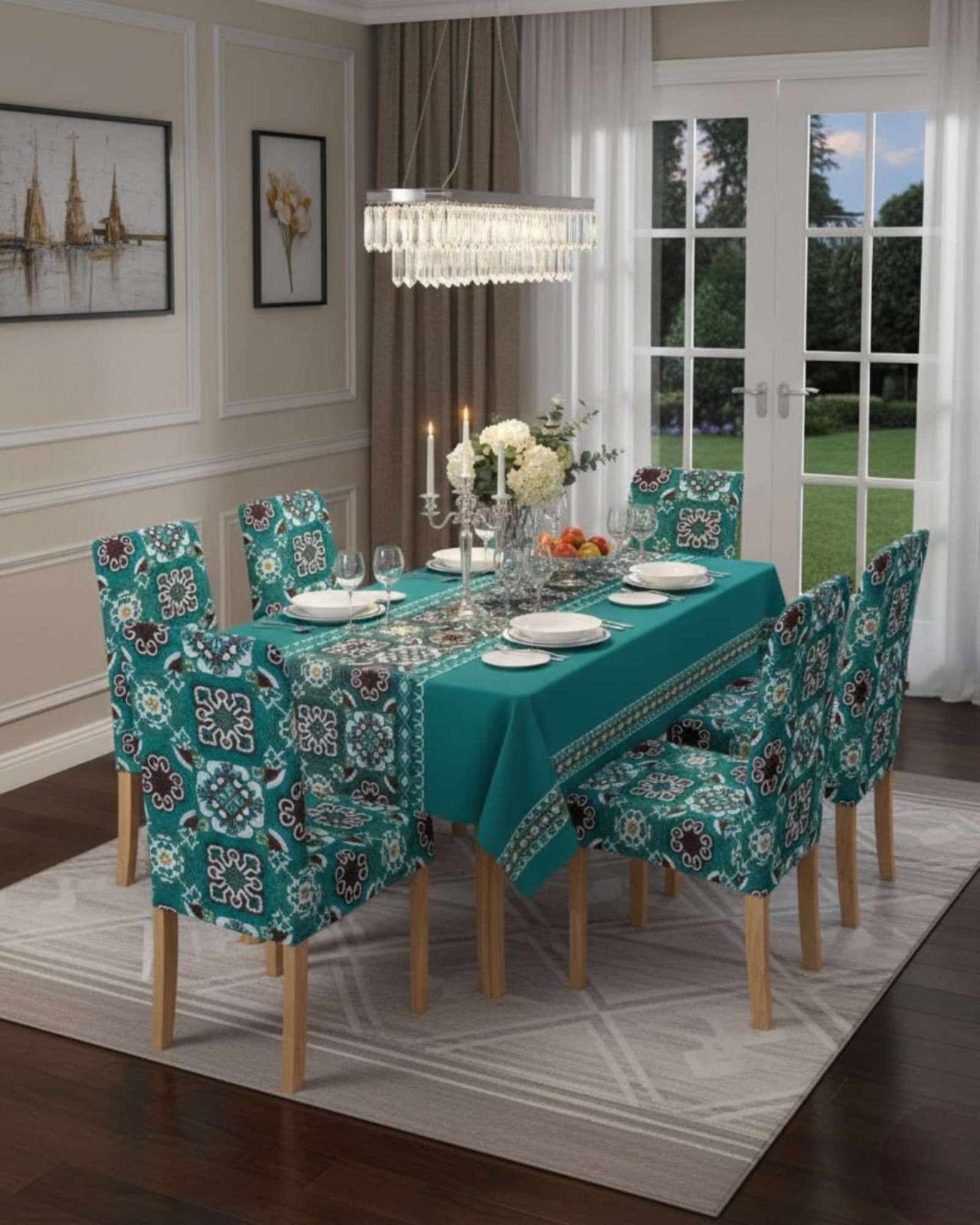 Juego De Mantel Antimanchas 140x220 + 6 Fundas De Silla 18-2