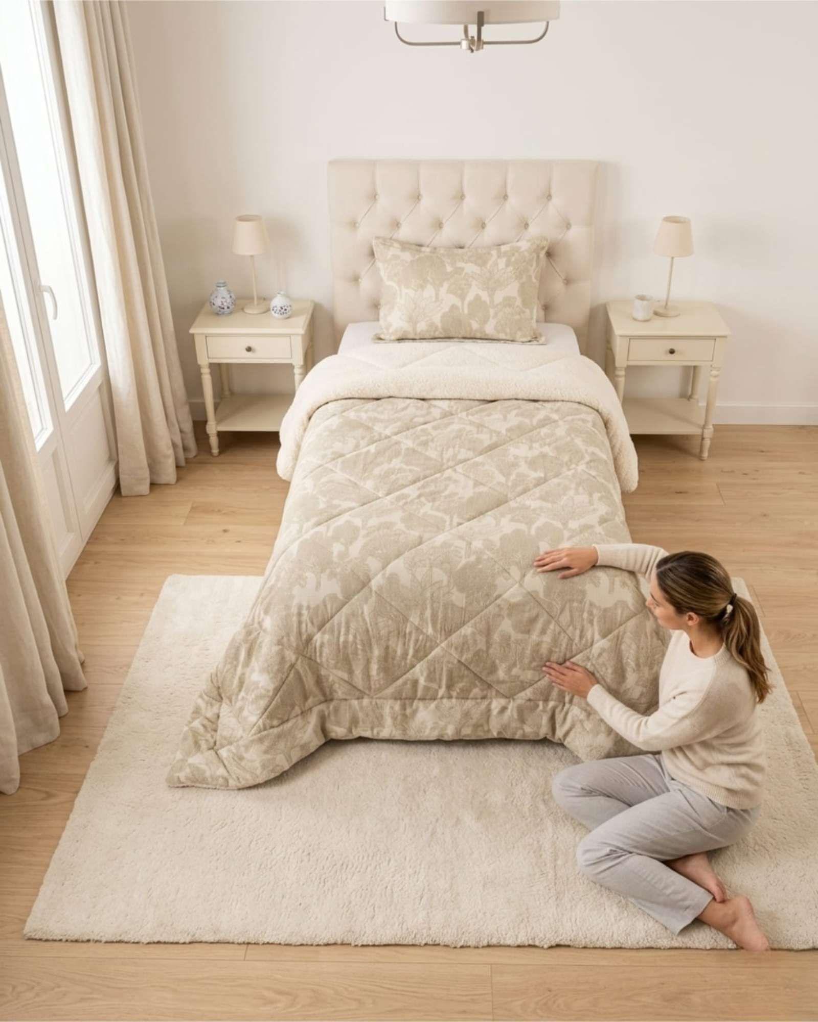 Plumon Estampado Mashini Sherpa Plaza Y Media Ultra Calido m2-3
