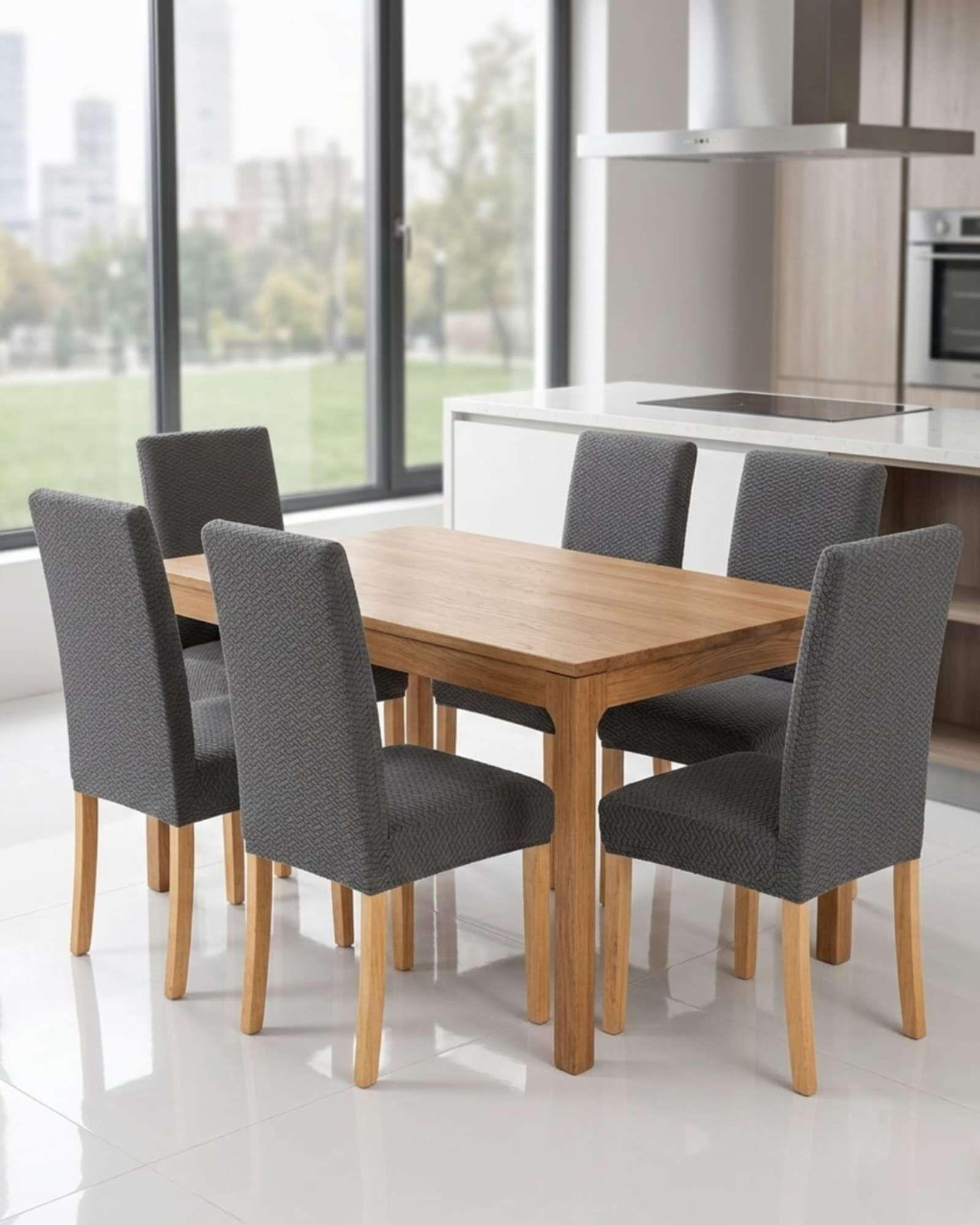 PACK DE 6 FUNDAS DE SILLAS DISEÑO TEXTURIZADO DE HOJAS M10-4