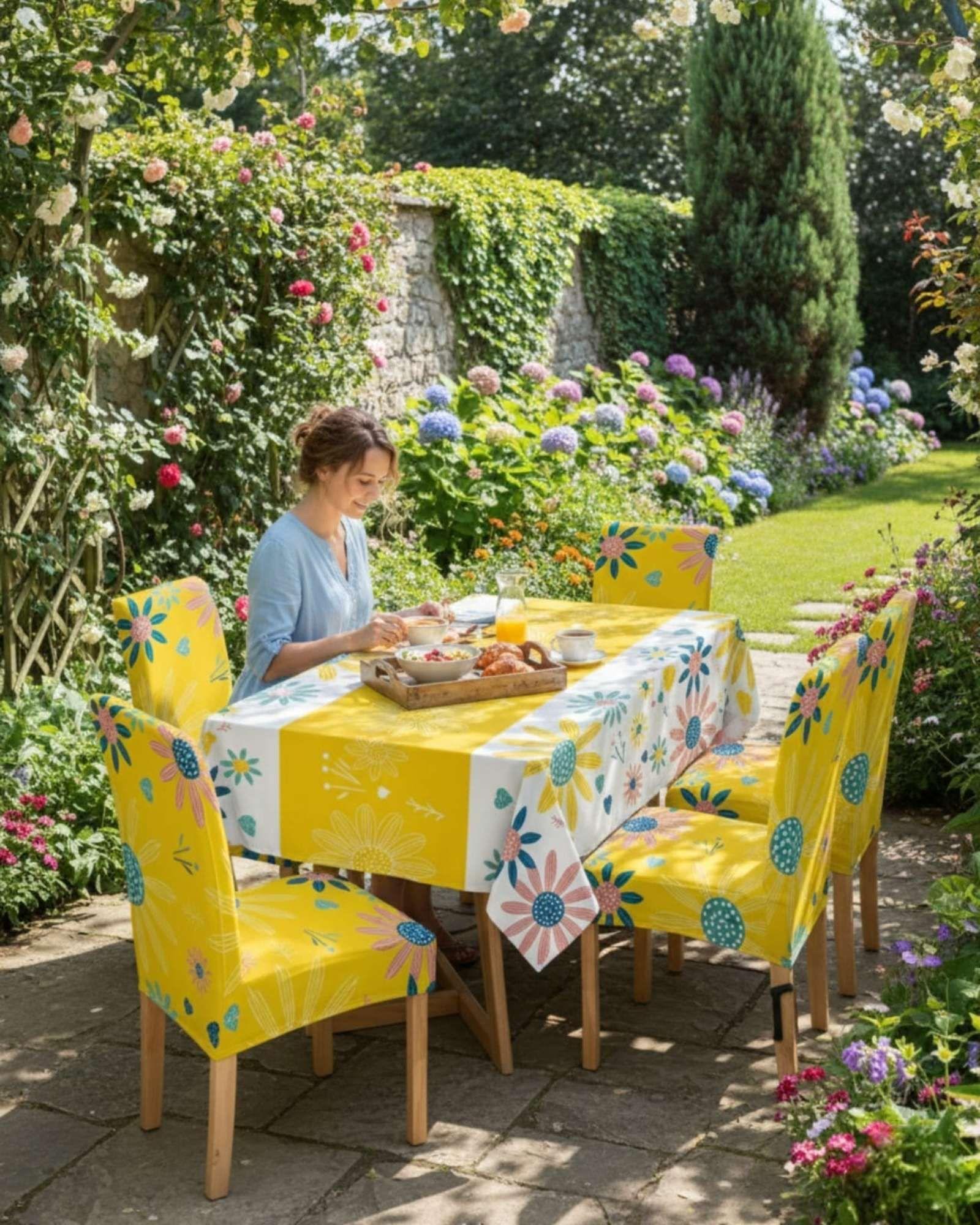 Juego De Mantel Antimanchas 140x220 + 6 Fundas De Silla 17-2