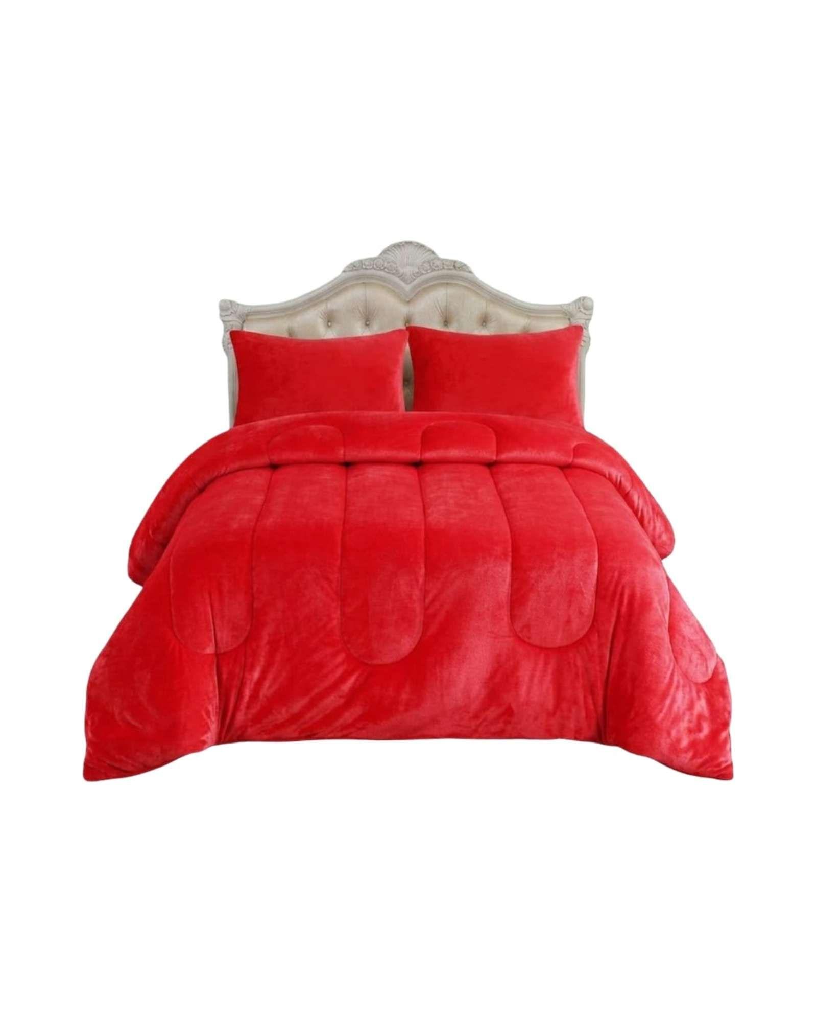 Cubrecama de Plush con Chiporro Diseño Ondas king / Super king rojo-2