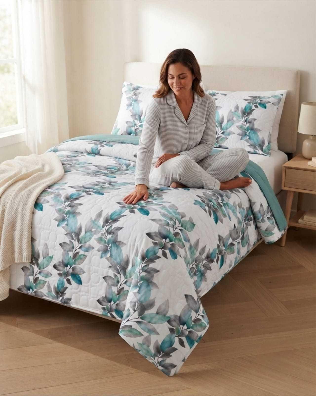 Cubrecamas Delgado 2 Plazas Mas Almohadas Ideal Para Verano m23-1
