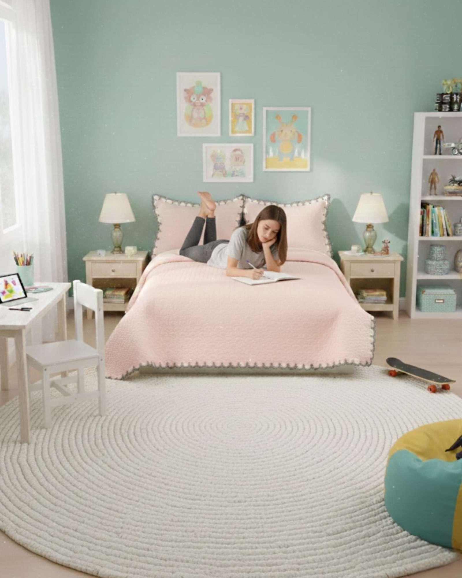 CUBRECAMAS QUILT BORDADOS 2 PLAZA EXTRA SUAVE b02-2