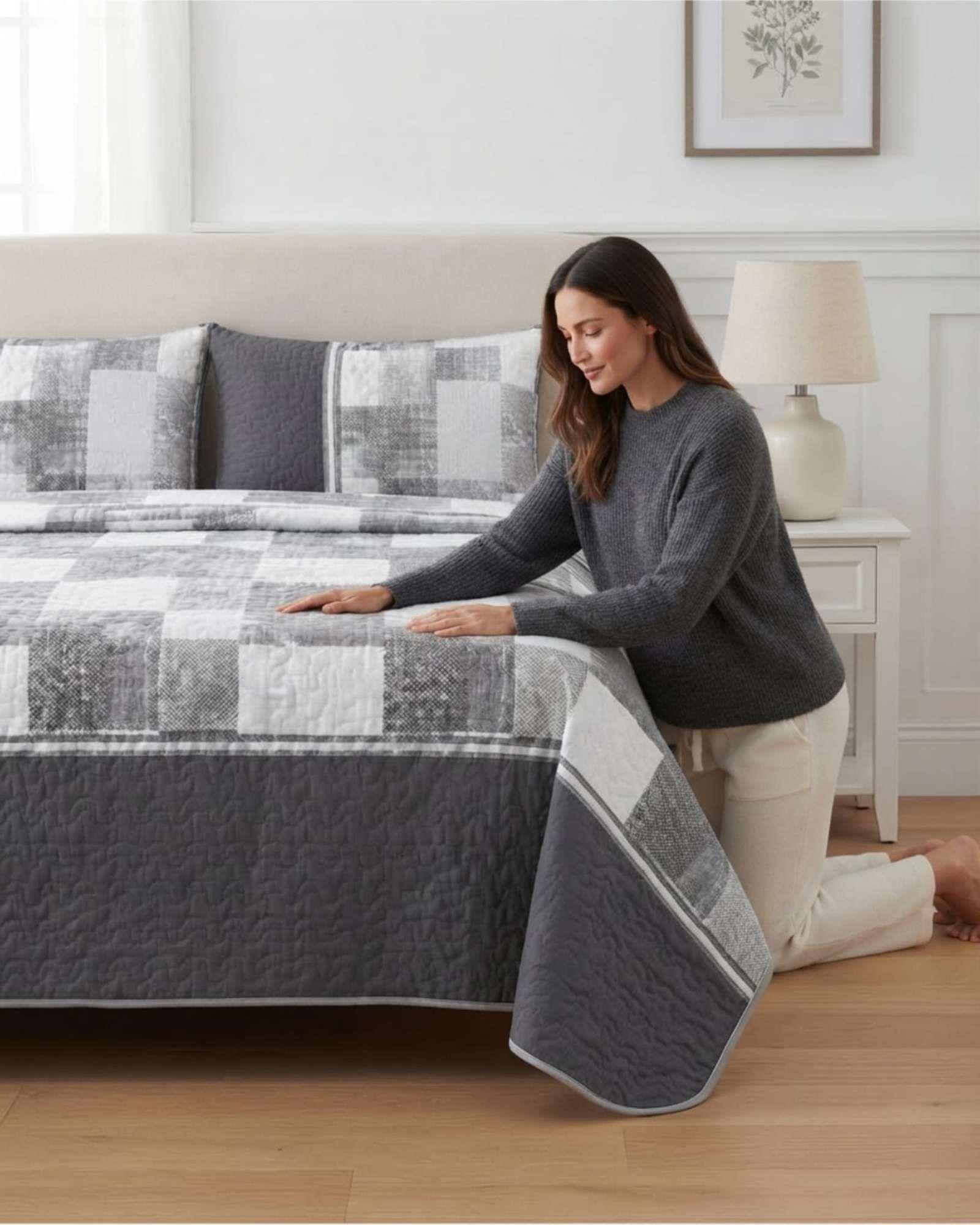 Quilt Cubrecama Delgado Verano Super King + 2 Almohadas 01-0