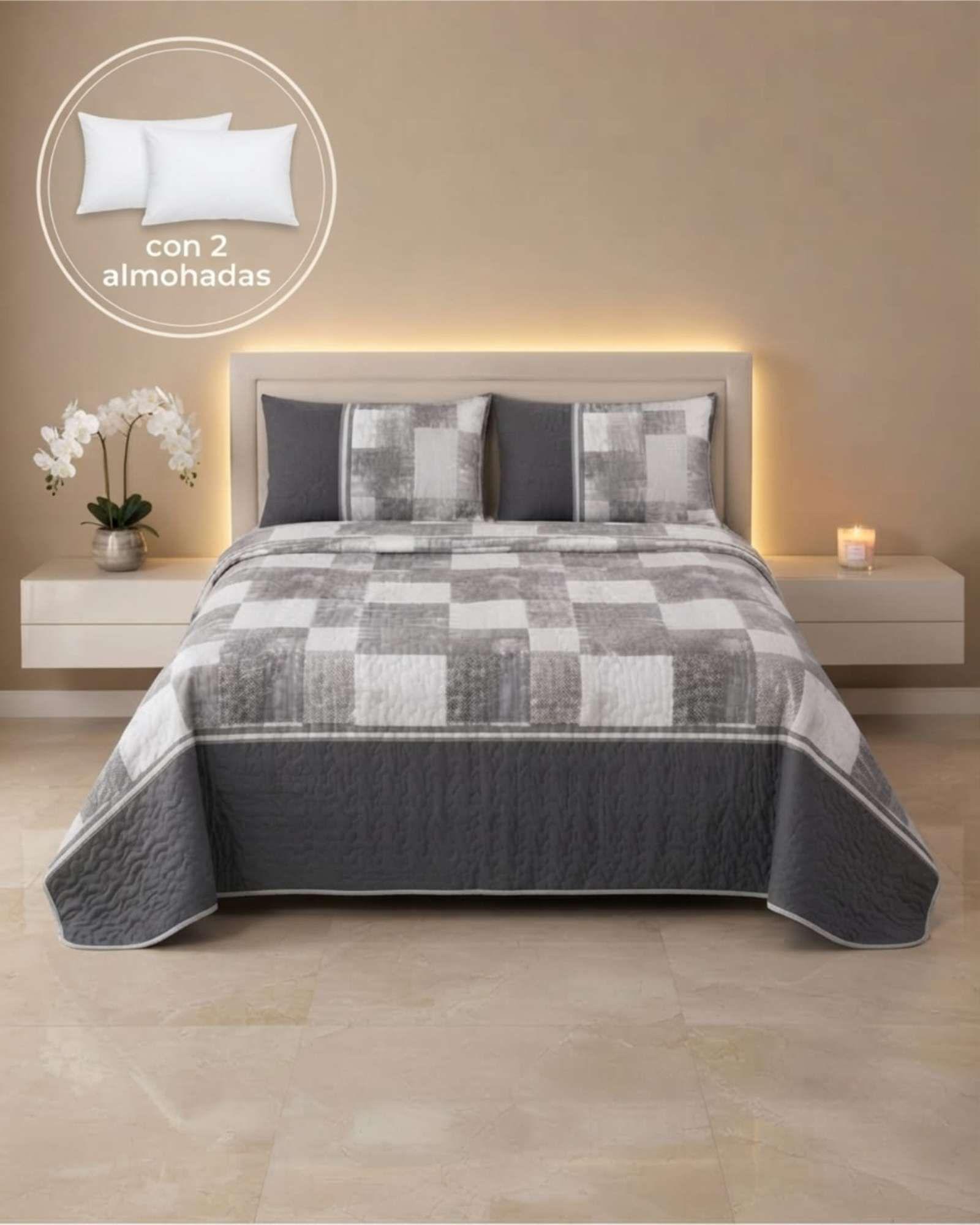 Quilt Cubrecama Delgado Verano Super King + 2 Almohadas 01-2