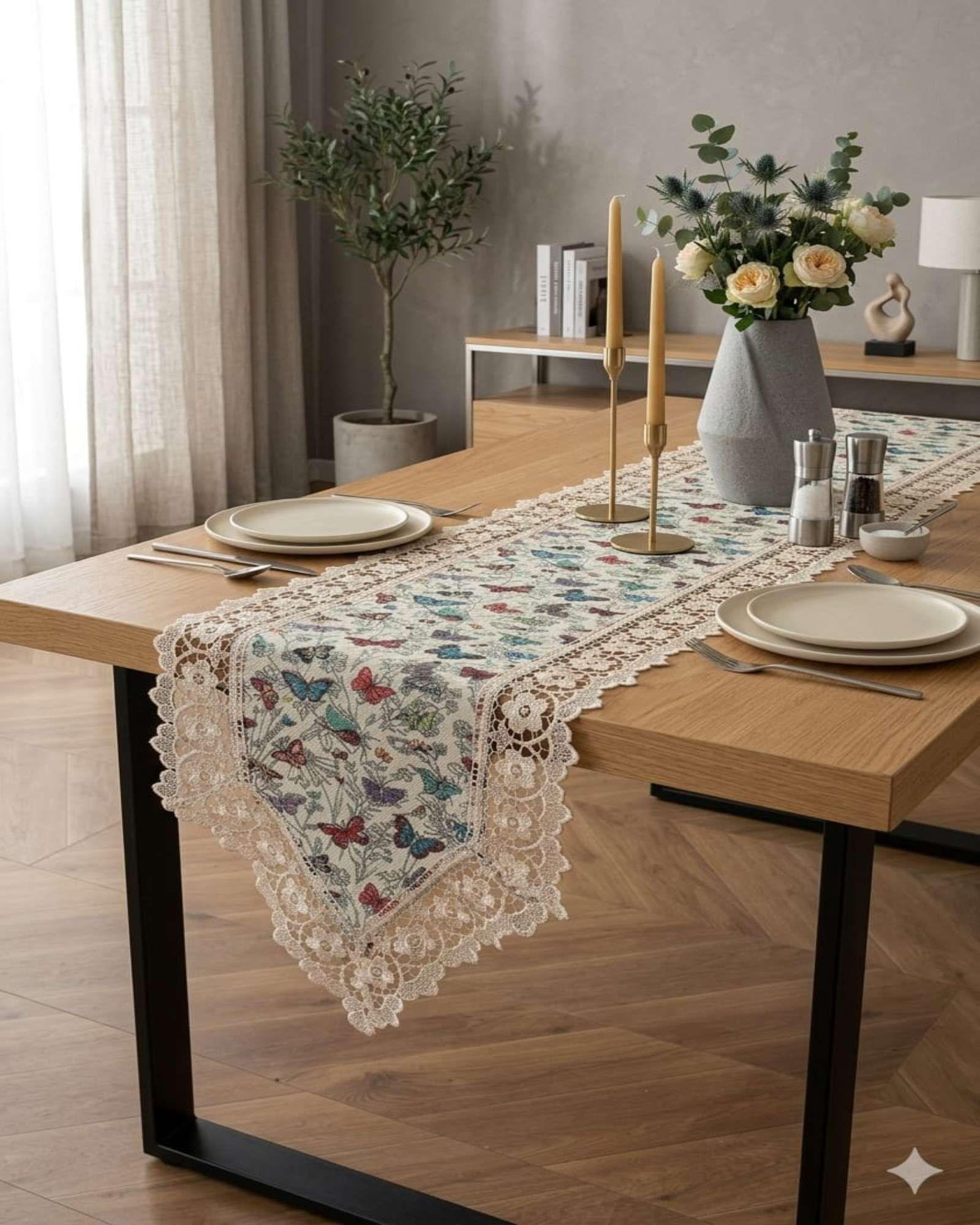 Camino de Mesa Estilo Boho Chic 40x180 cm Decoración Elegante beige natural-2