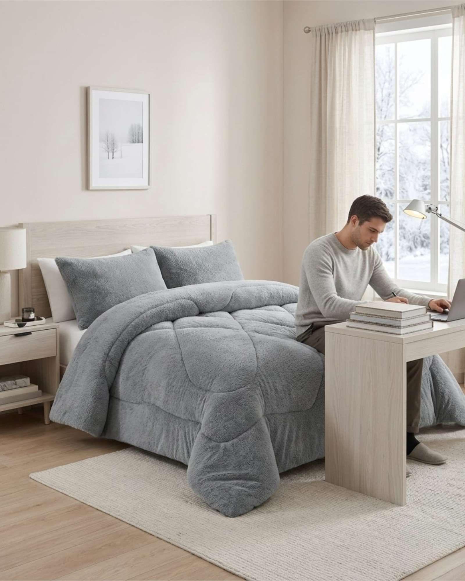 Plumon Plush de Chiporro Ultra Suave Para Invierno Plaza y media m22-4