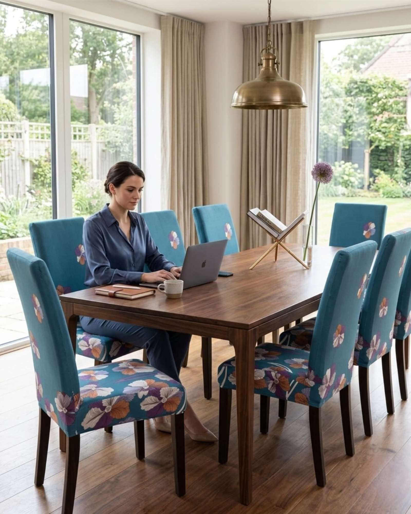 JUEGOS DE 6 FUNDAS PARA SILLAS  CON DISEÑO ELASTICO M7-4