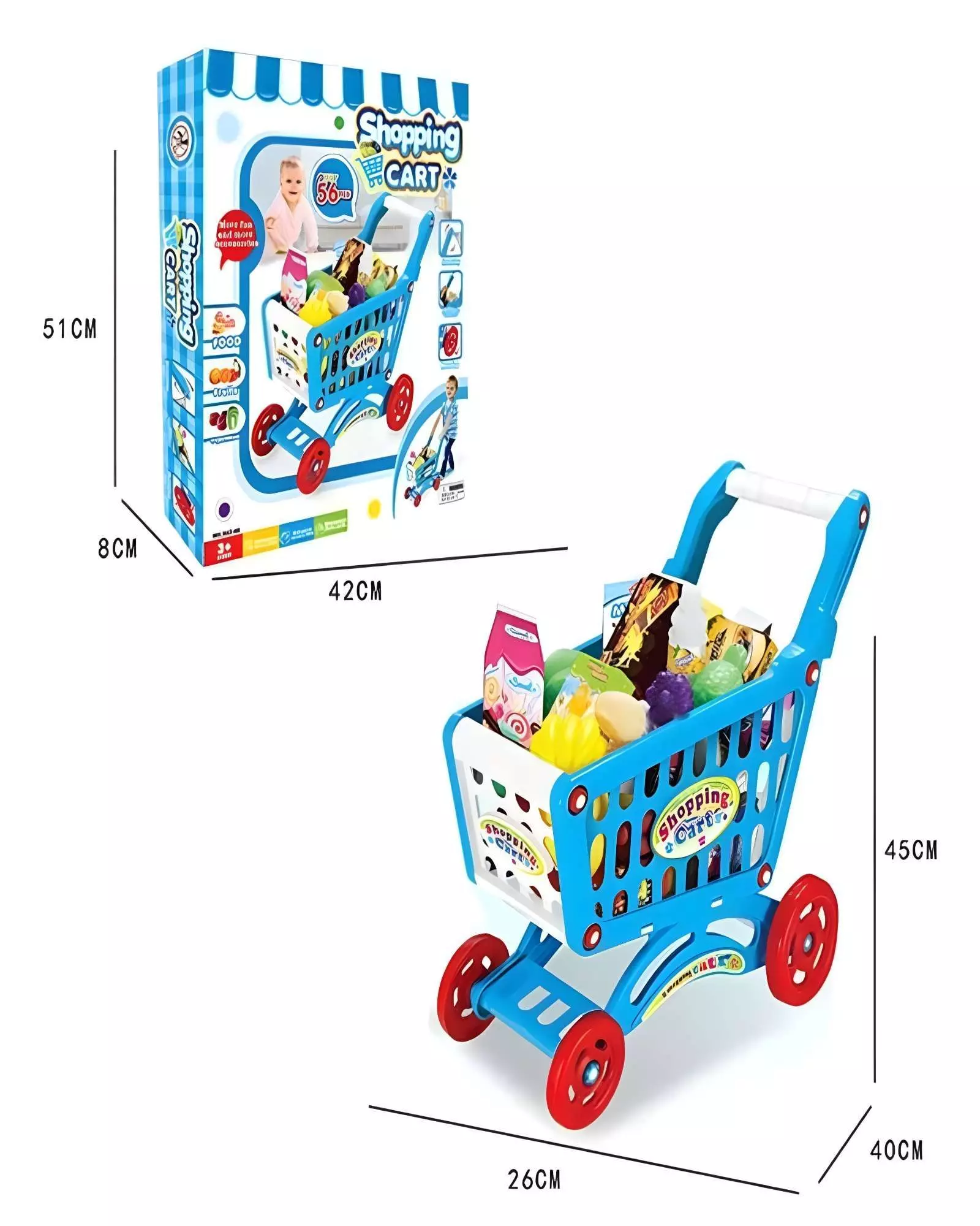 JUGUETE CARRITO DE COMPRAS 56 PZAS AZUL-2