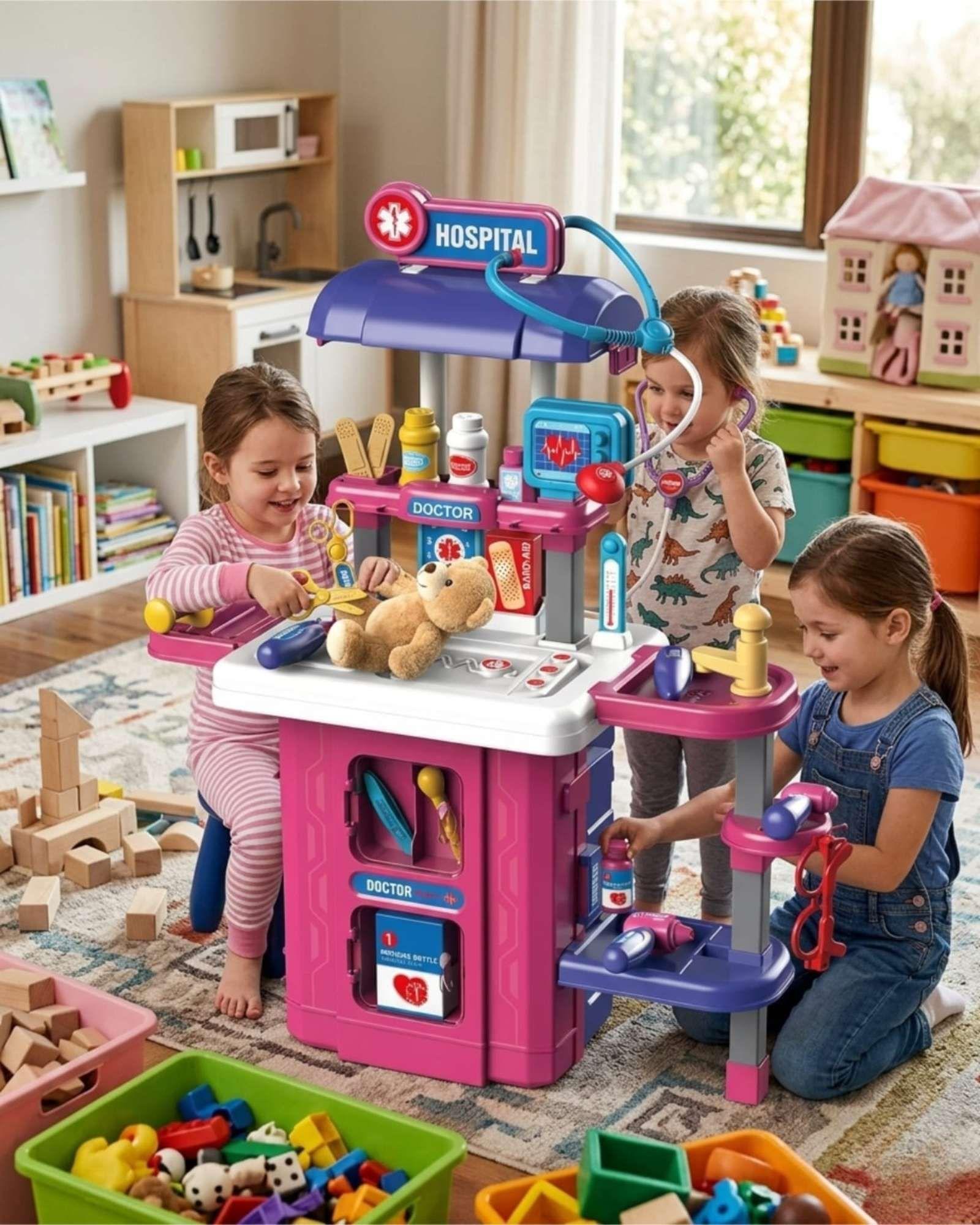 Set de Doctor Infantil 3 en 1 Juguete con Maleta Médica Móvil-1