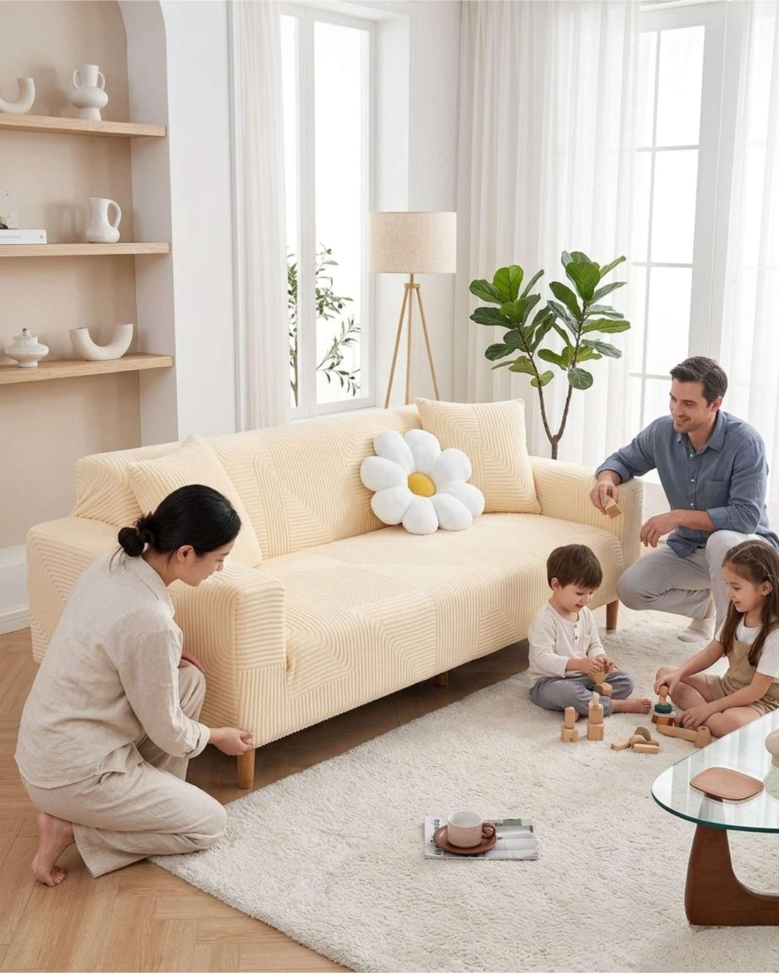 Funda Para Sofa 4 Cuerpos Diseño Moderno De Polar m3-0