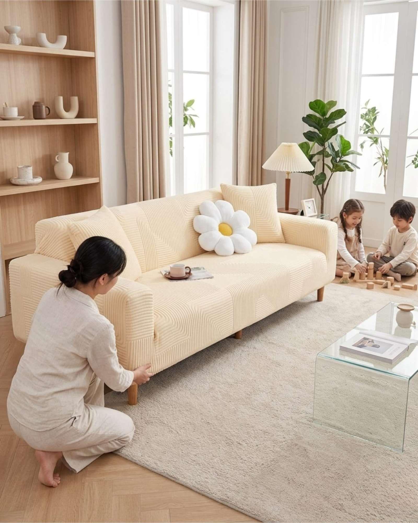 Funda Para Sofa 4 Cuerpos Diseño Moderno De Polar m3-2