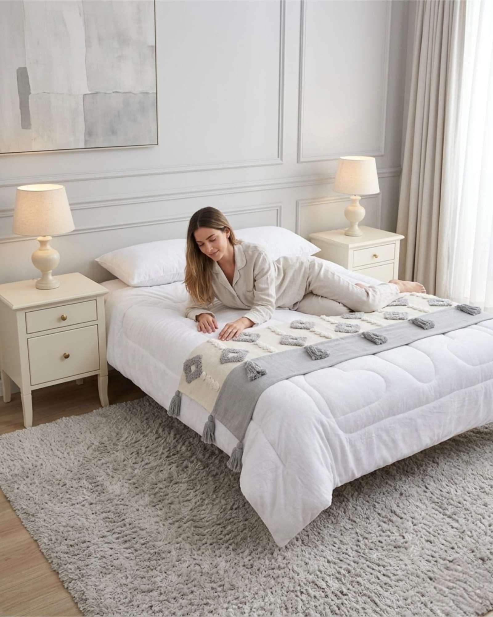 Piecera De Cama Boho Manta Tejida Decorativa P3-0