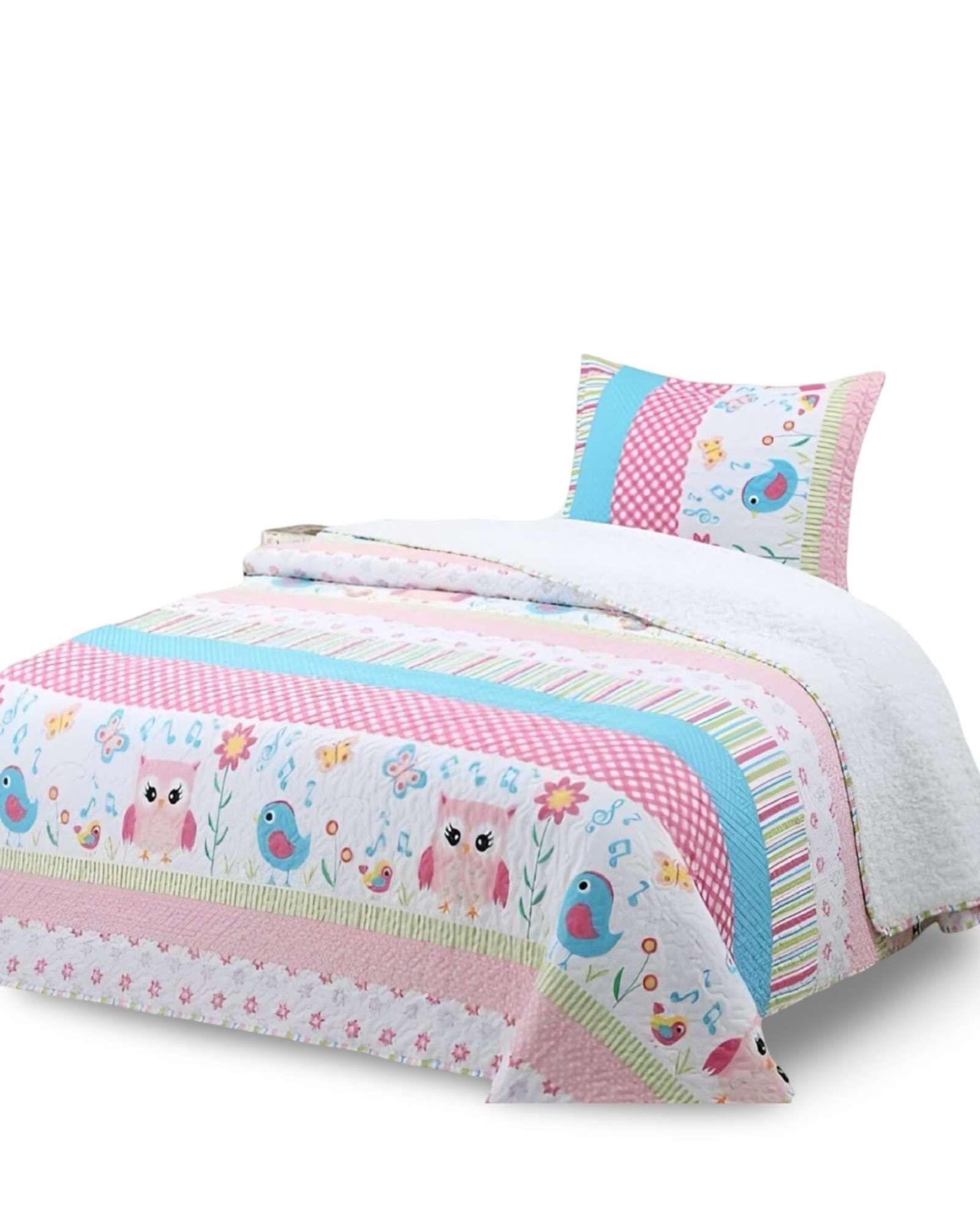 CUBRECAMA QUILT SHERPA INFANTIL PLAZA Y MEDIA BUHO-4