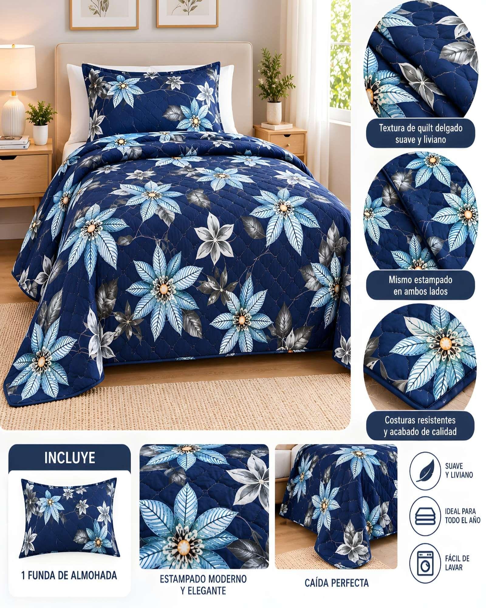 Cubrecamas Quilt de Verano Plaza y Media con Funda 04-4