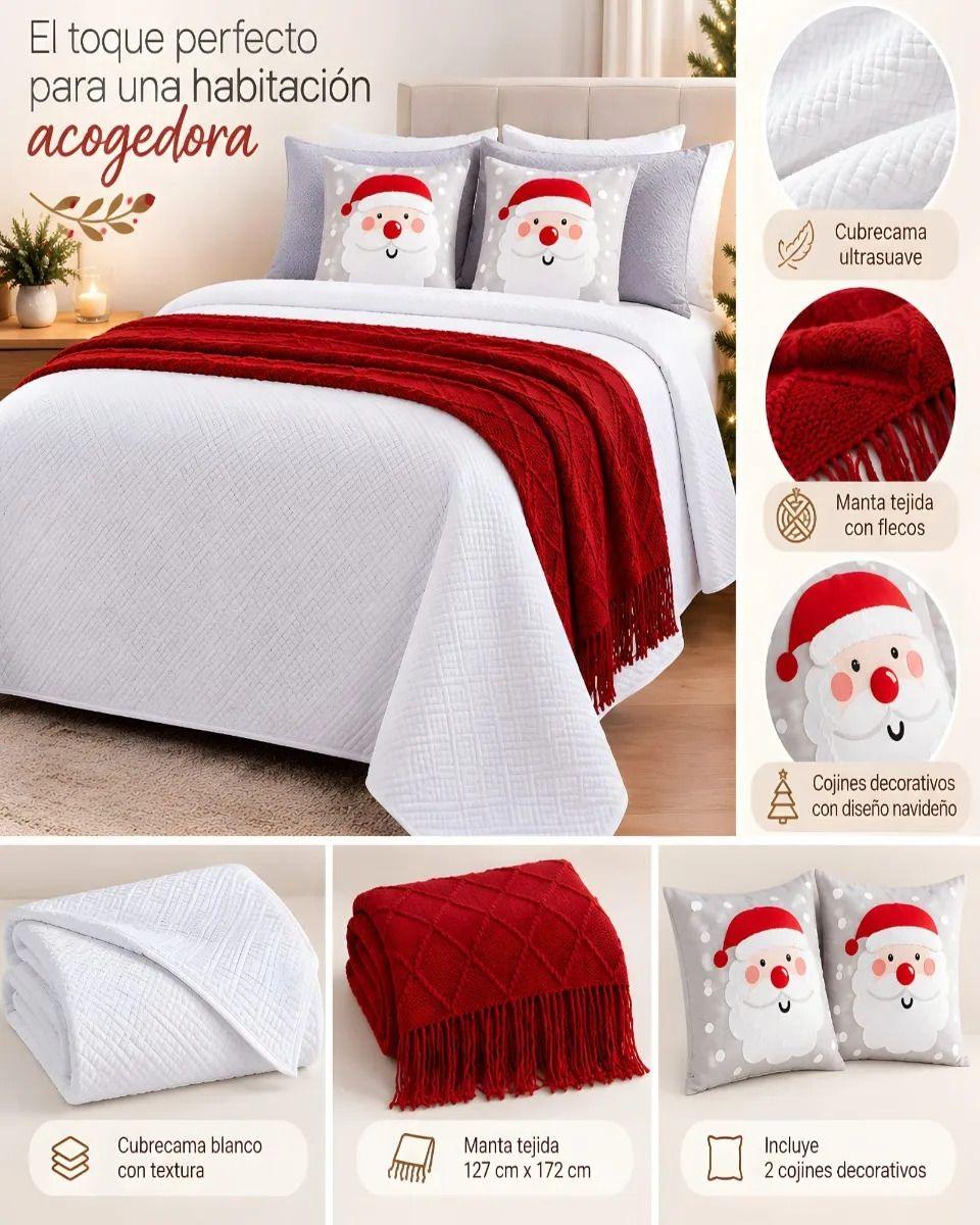 Cubrecama Texturizado Navideño con Manta King m27-2