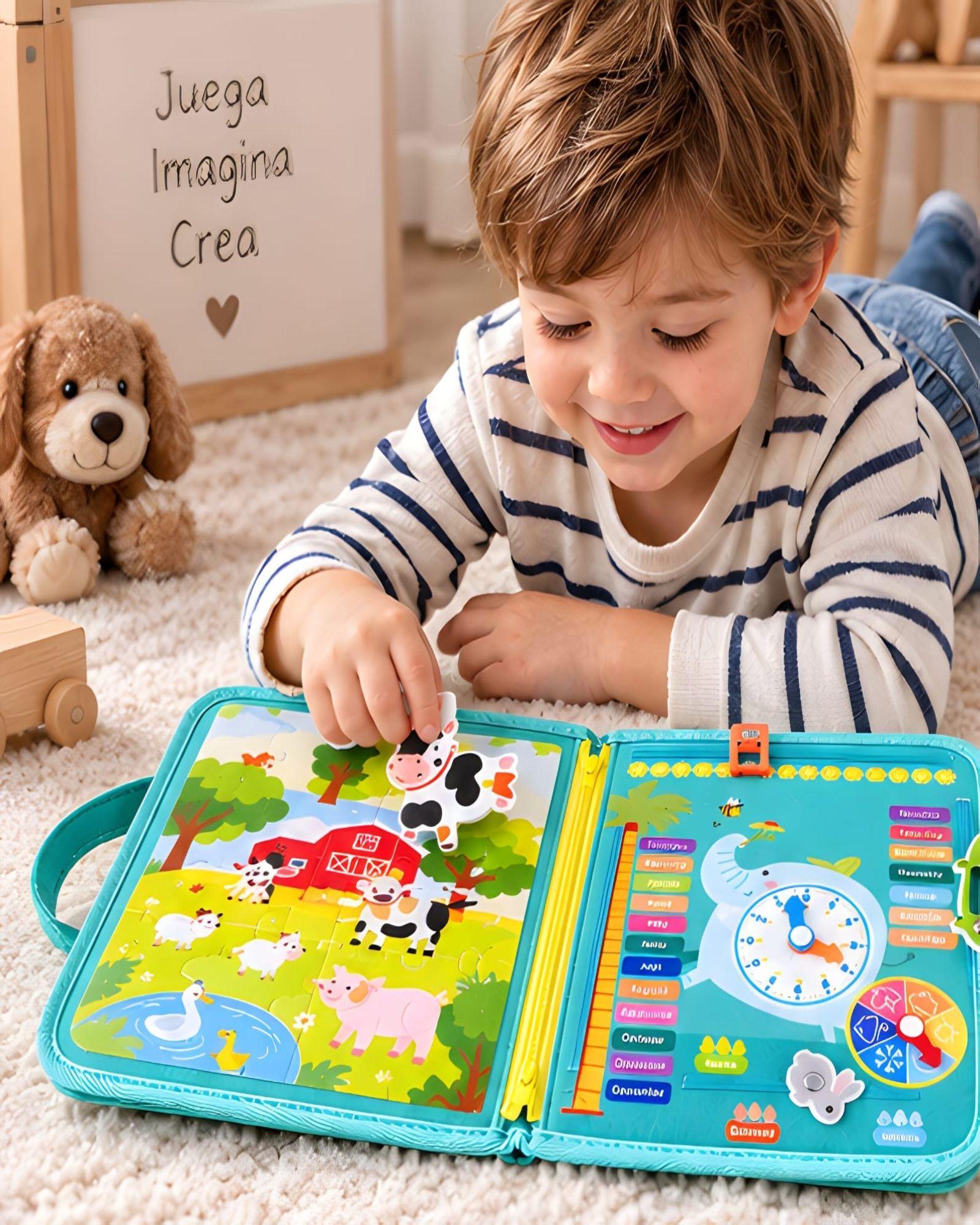 Libro Sensorial con Tablero De Actividades Motricidad Fina verde-2