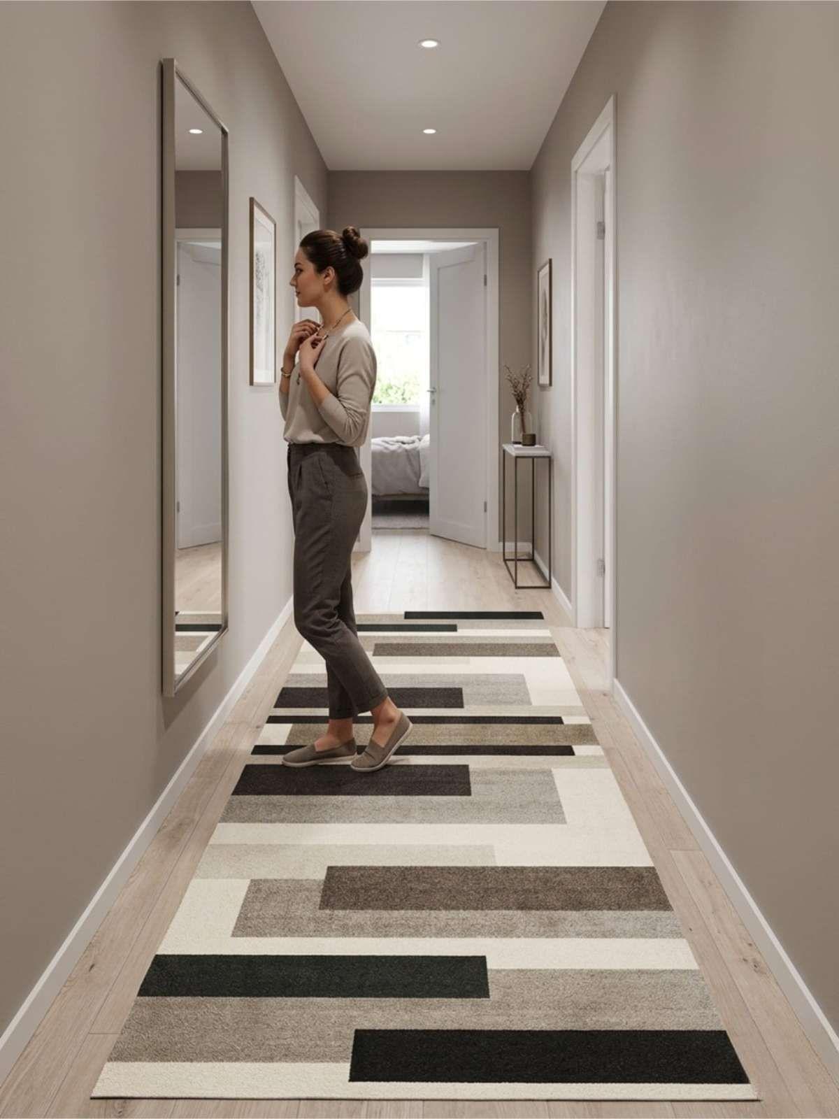 Alfombra De Pasillo Antideslizante 60x180 color marron Suave Lavable -1