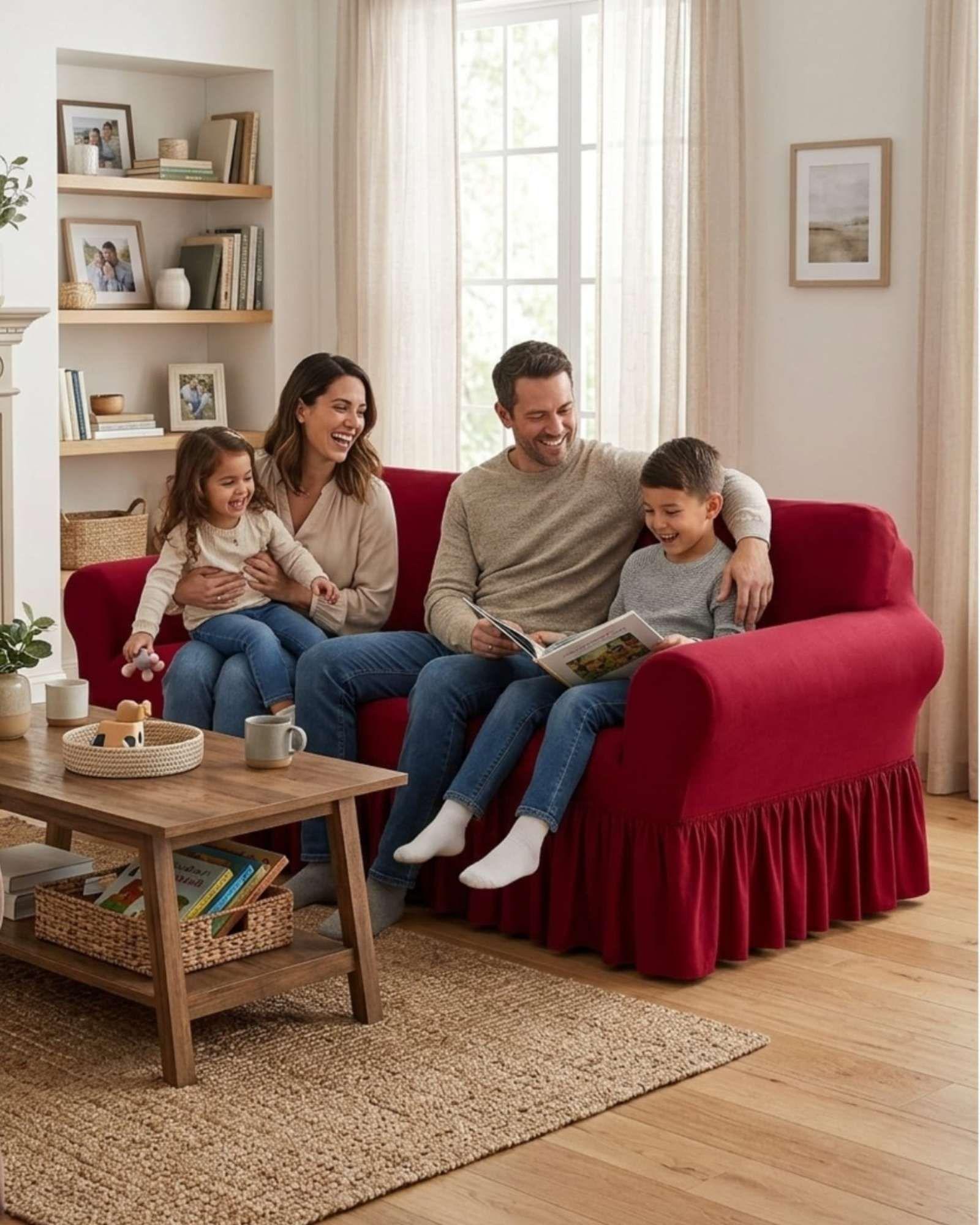 Funda Cubre Sofa de 3 Cuerpos con Faldon Elegante m3-4