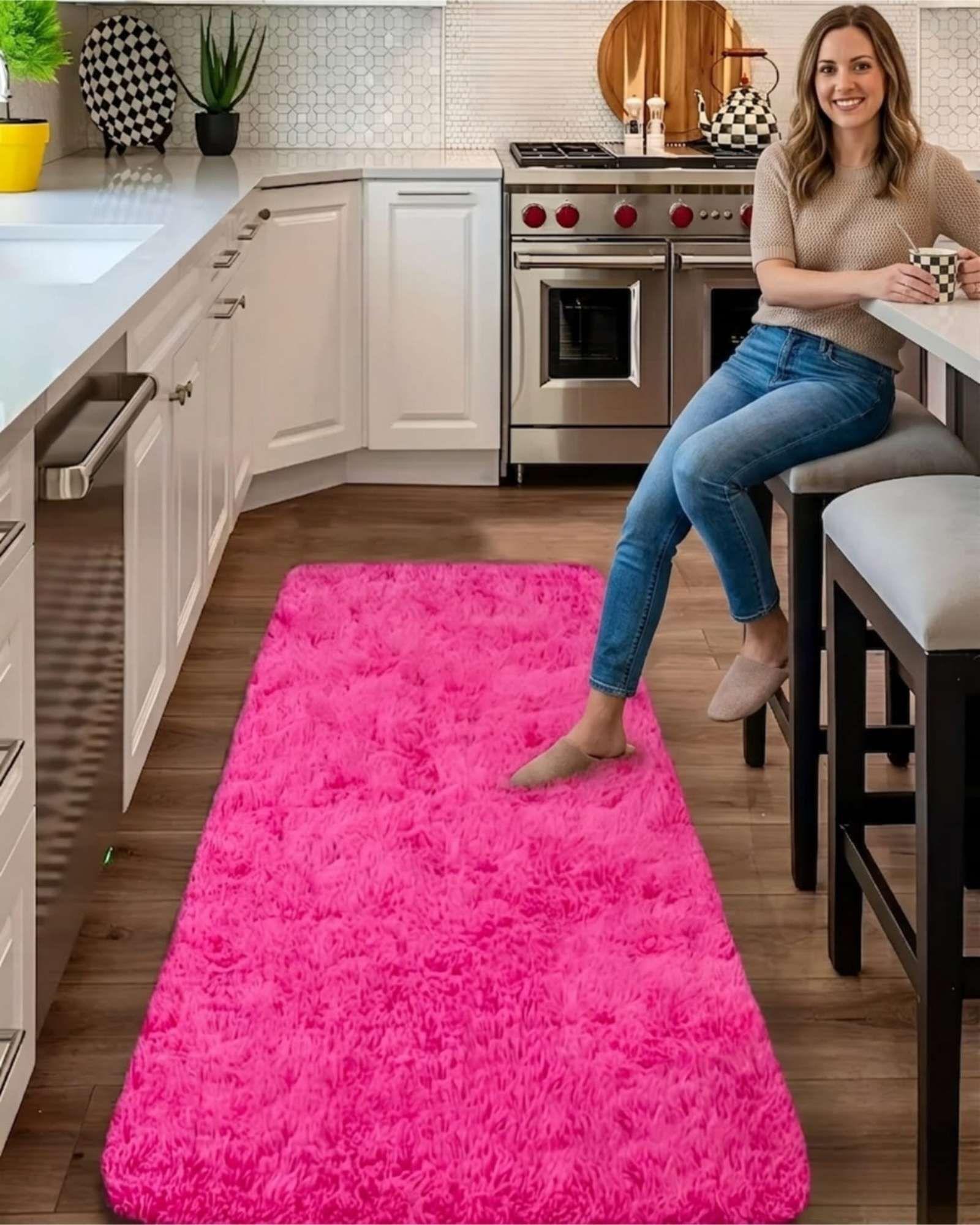 Alfombra Pasillera Shaggy 70x150 cm Pelo Largo fucsia-3