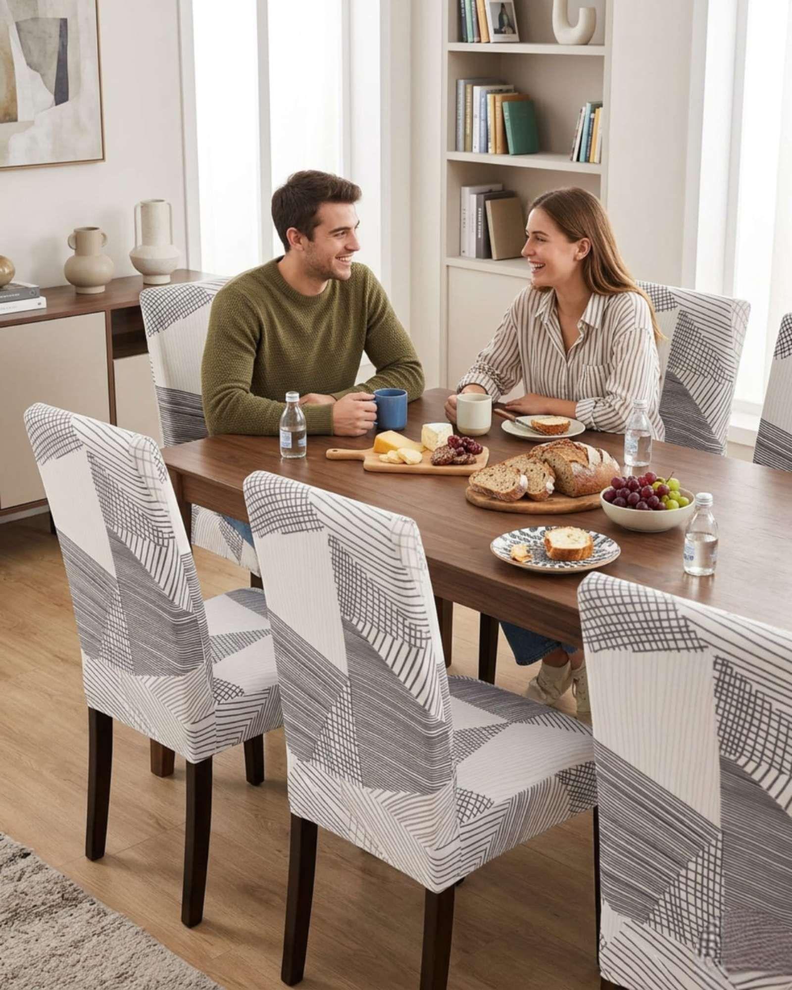 JUEGOS DE 6 FUNDAS PARA SILLAS  CON DISEÑO ELASTICO M17-3