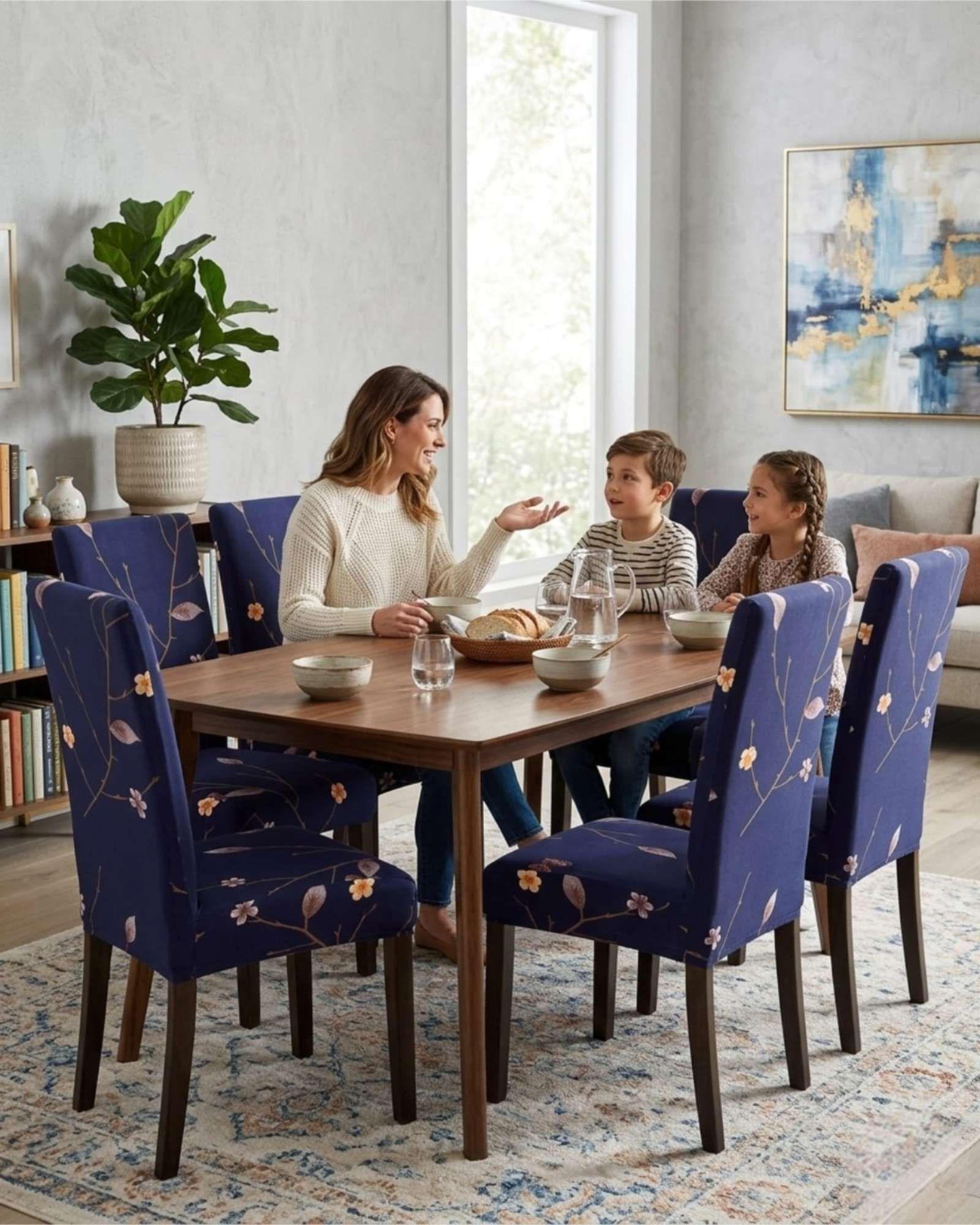 JUEGOS DE 6 FUNDAS PARA SILLAS  CON DISEÑO ELASTICO M9-2