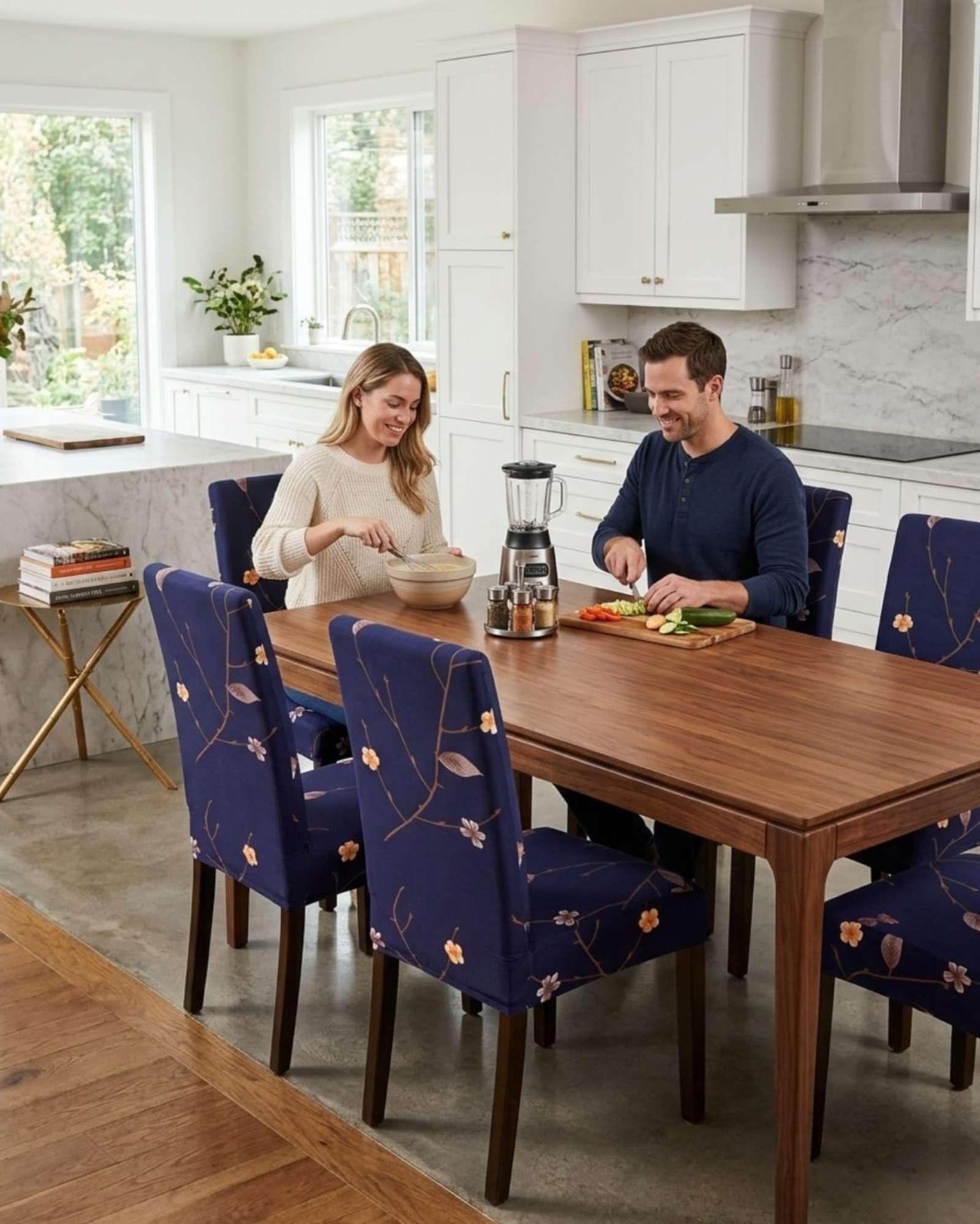 JUEGOS DE 6 FUNDAS PARA SILLAS  CON DISEÑO ELASTICO M9-3