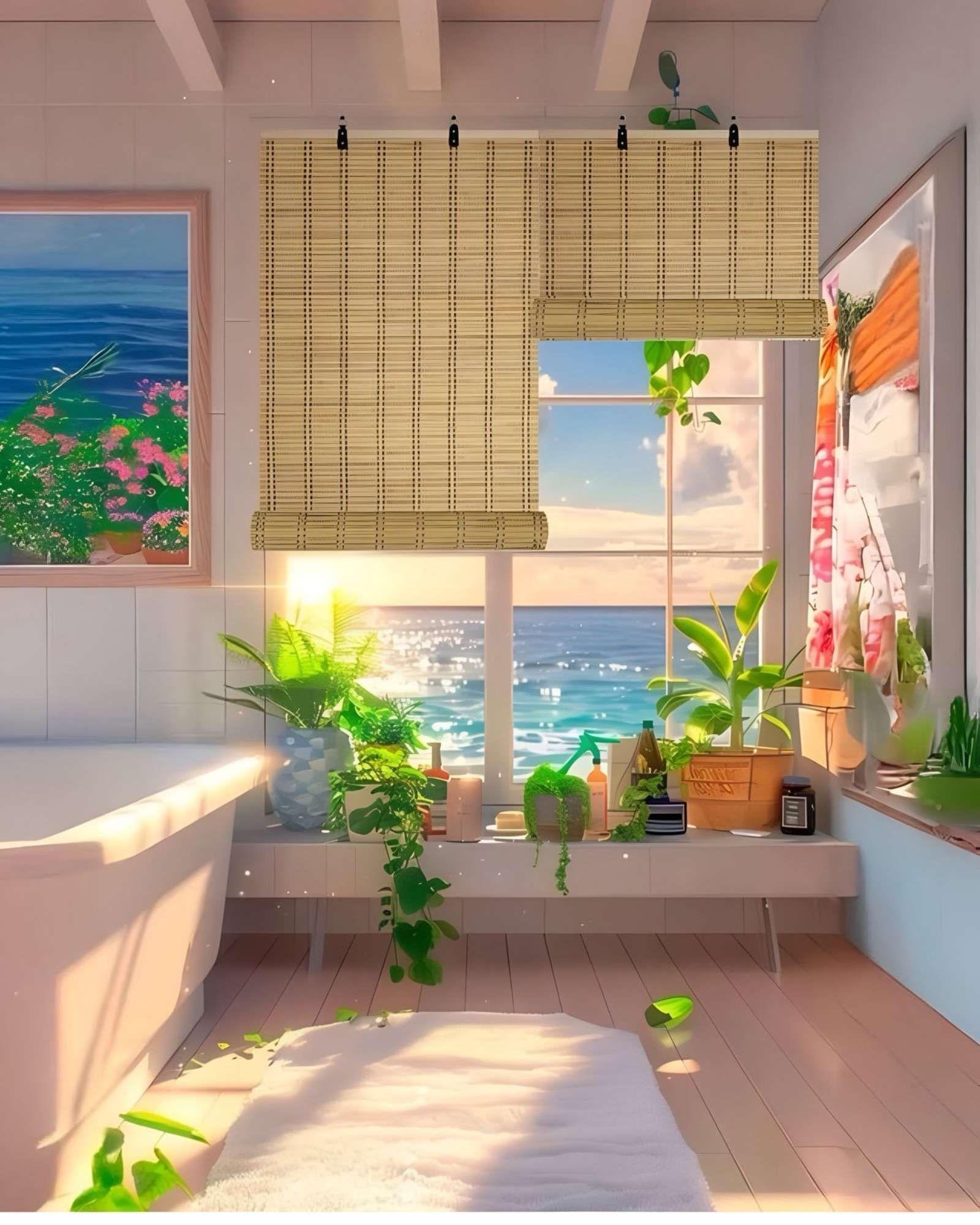 PACK DE 2 CORTINAS PERSIANA BAMBÚ 150X180 ESTERILLA ENROLLABLE BEIGE-4