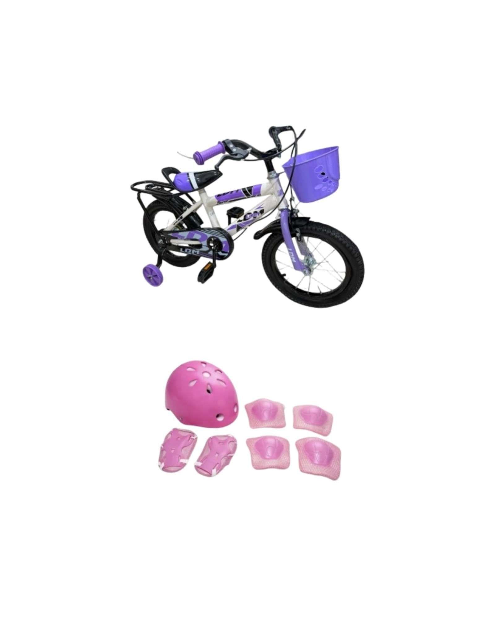 Bicicleta Para Niños Aro 14 Con Kit De Protección Y Casco 05-5
