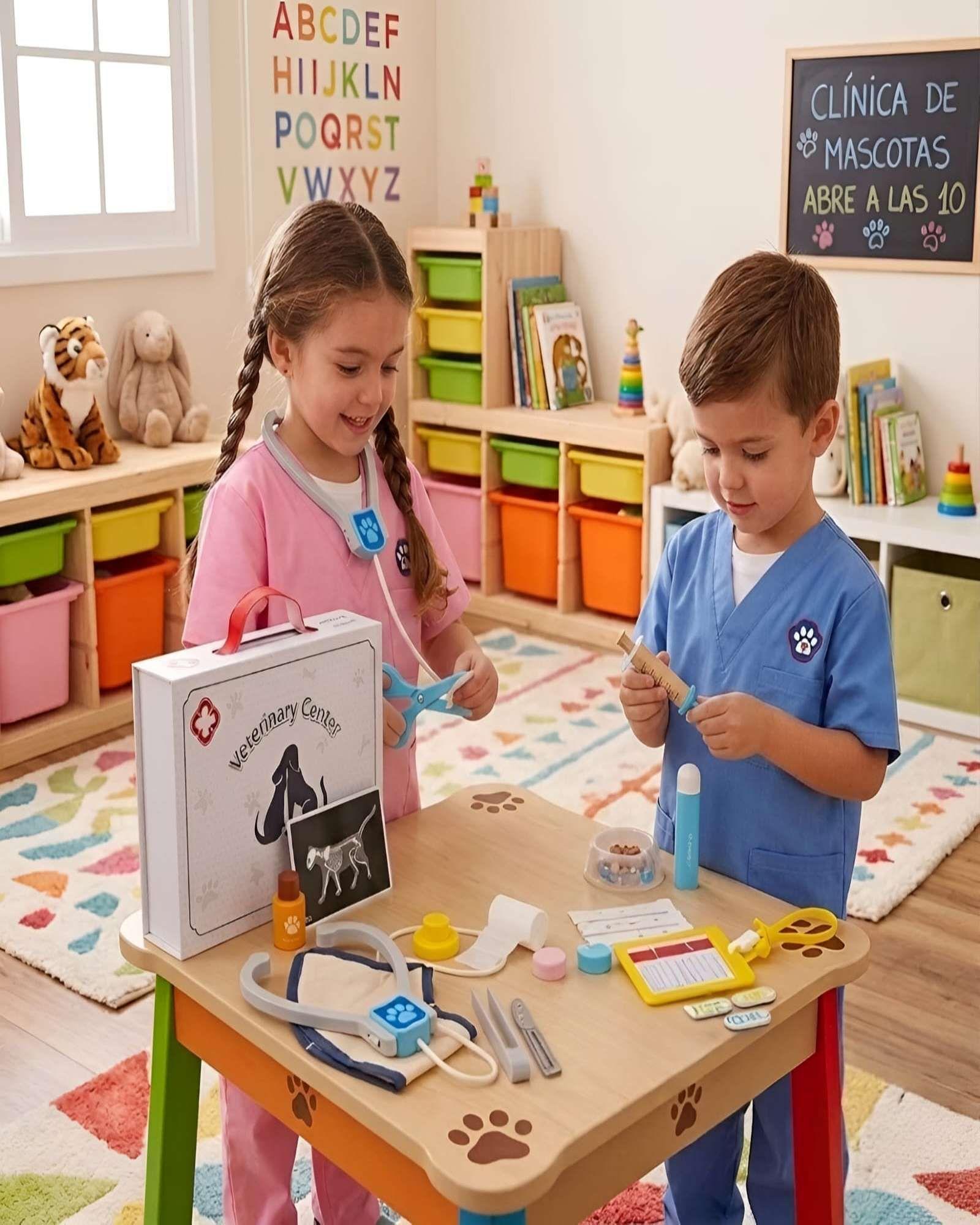 Set de Veterinaria de Juguete con Maletín y Accesorios de Madera-4