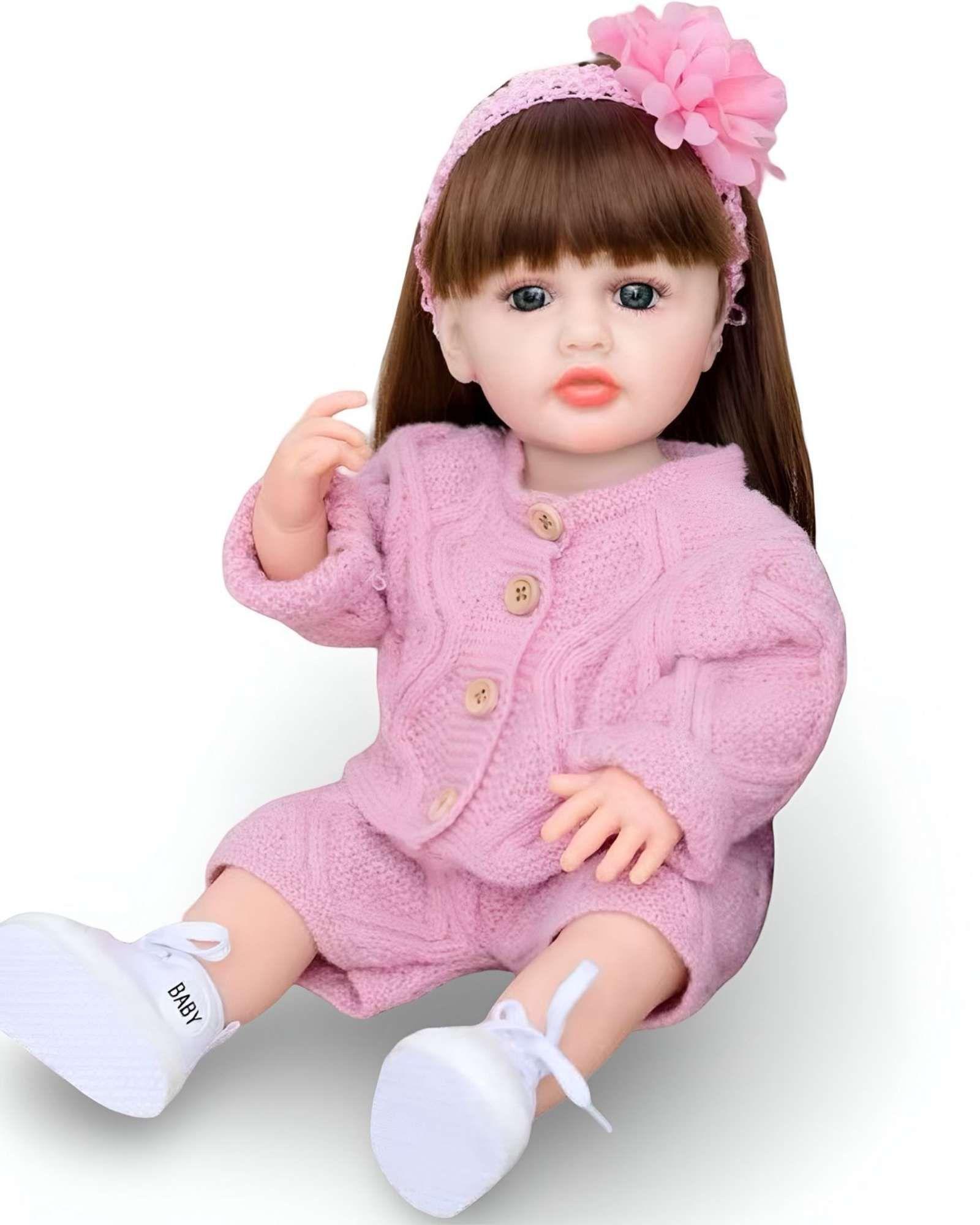 MUÑECA BEBÉ REALISTA DE 55 CM 100% SILICON CON VESTIDO W8-0