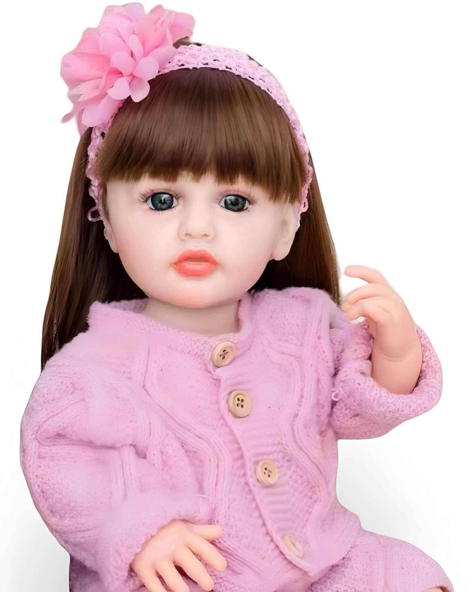 MUÑECA BEBÉ REALISTA DE 55 CM 100% SILICON CON VESTIDO W8-2
