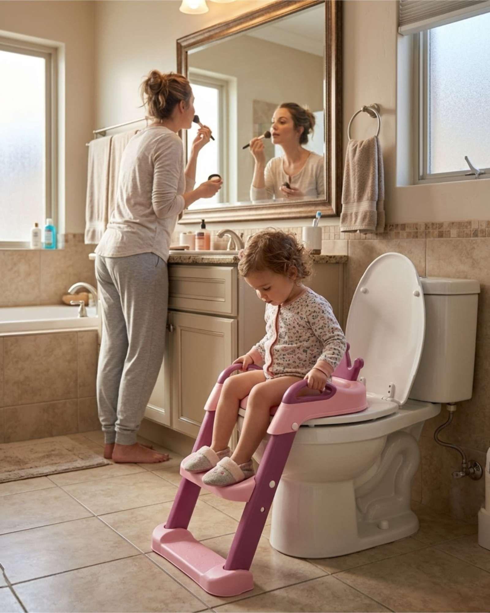 Escalera Baño Niña Reductor Inodoro Corona Rosado-3