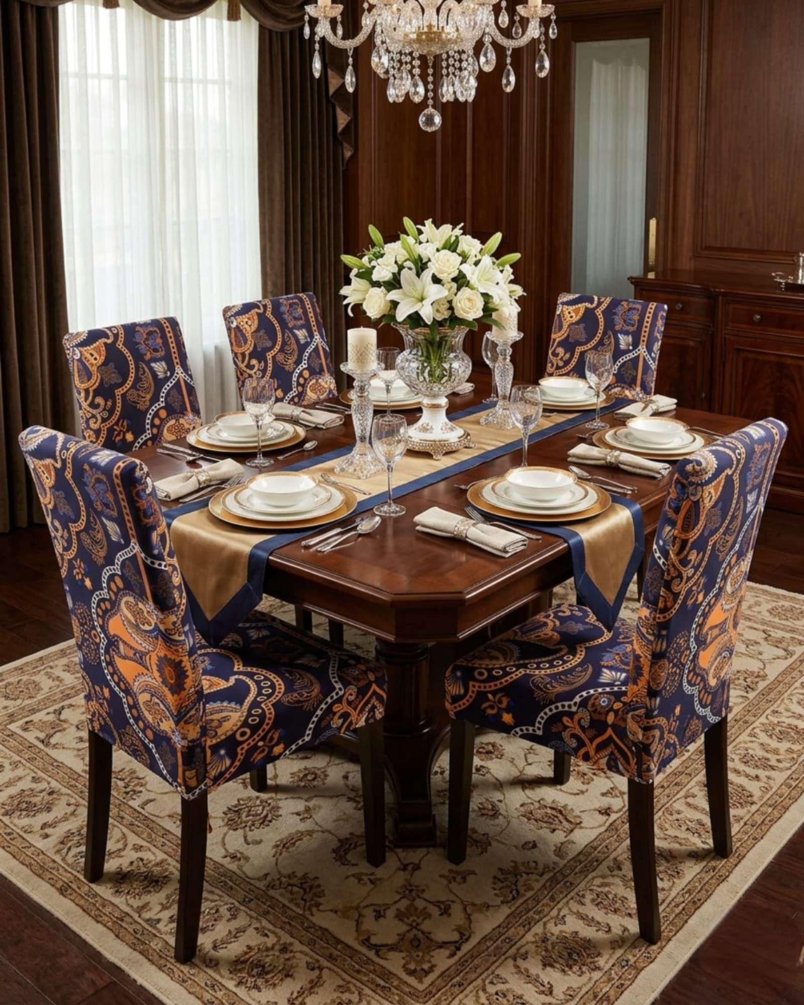 JUEGOS DE 6 FUNDAS PARA SILLAS  CON DISEÑO ELASTICO M8-4